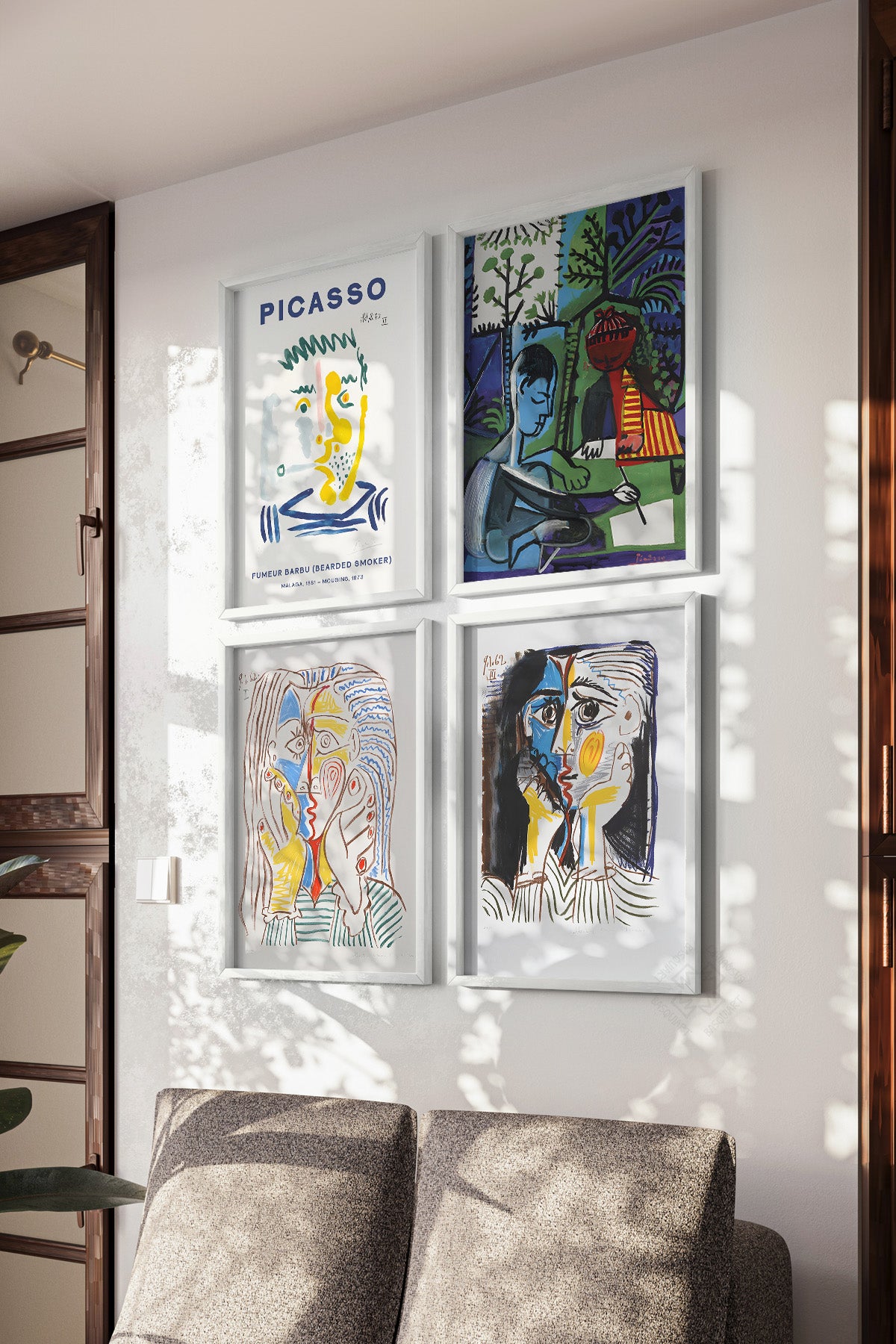Picasso Sanatsal 4'lü Beyaz Çerçeveli Poster, Tablo Seti No:35