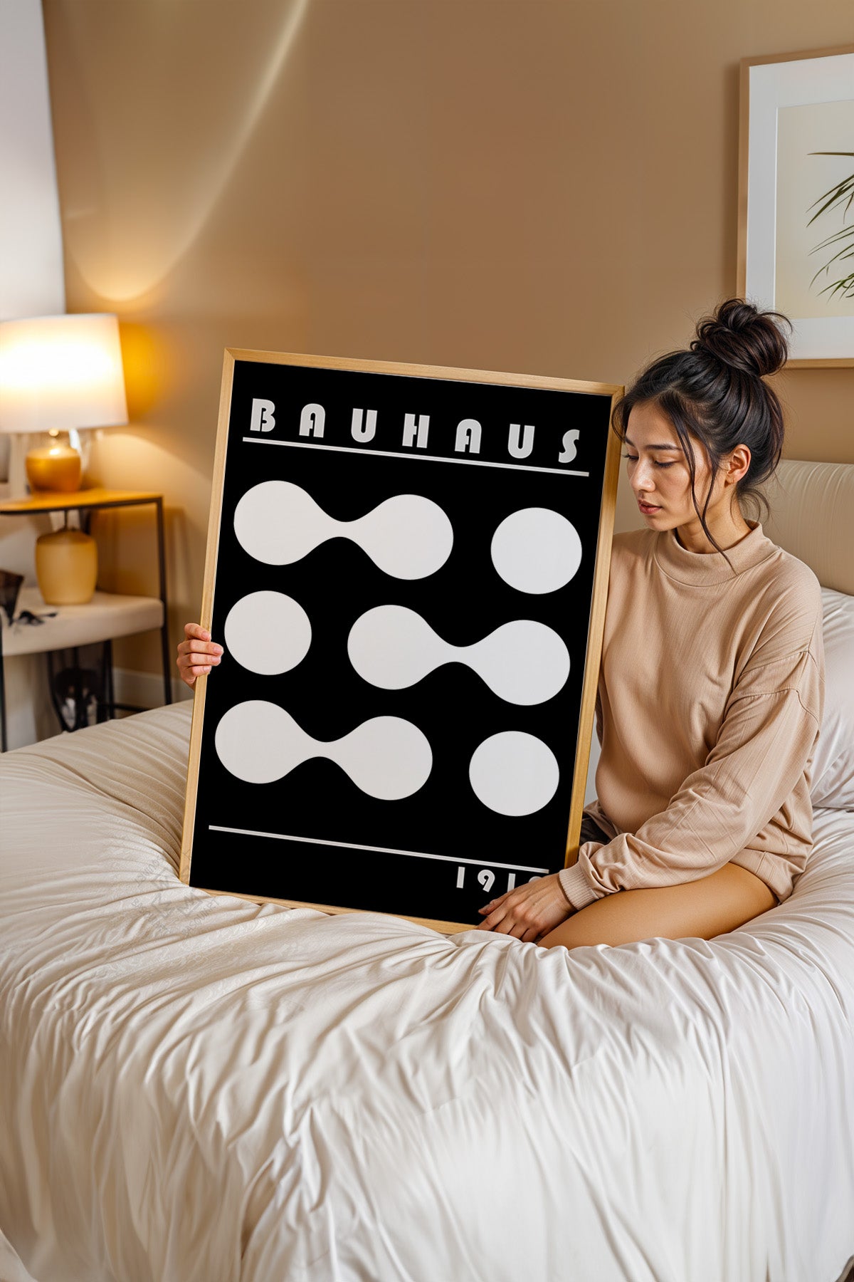 Bauhaus Serisi Ahşap Çerçeveli Poster, Tablo No:52