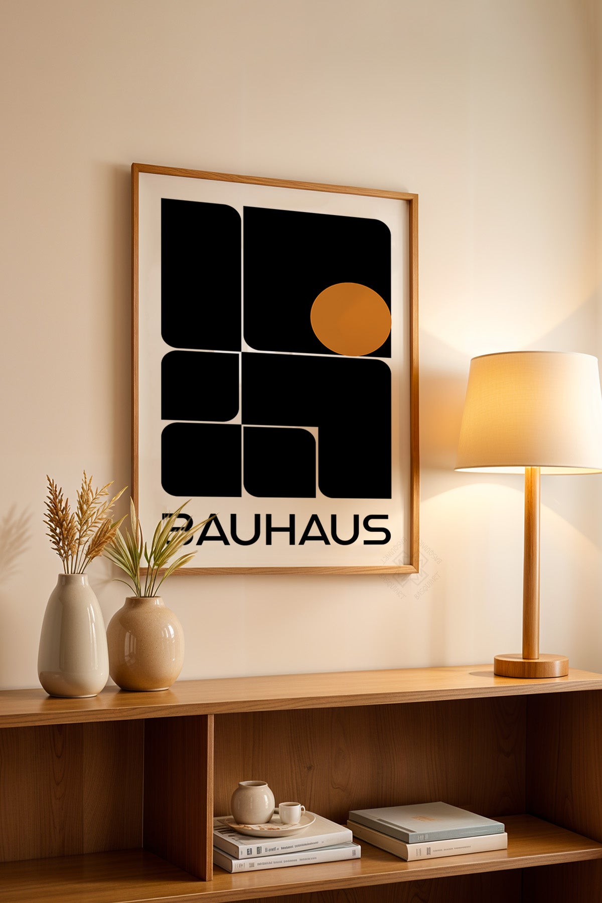 Bauhaus Serisi Ahşap Çerçeveli Poster, Tablo No:82