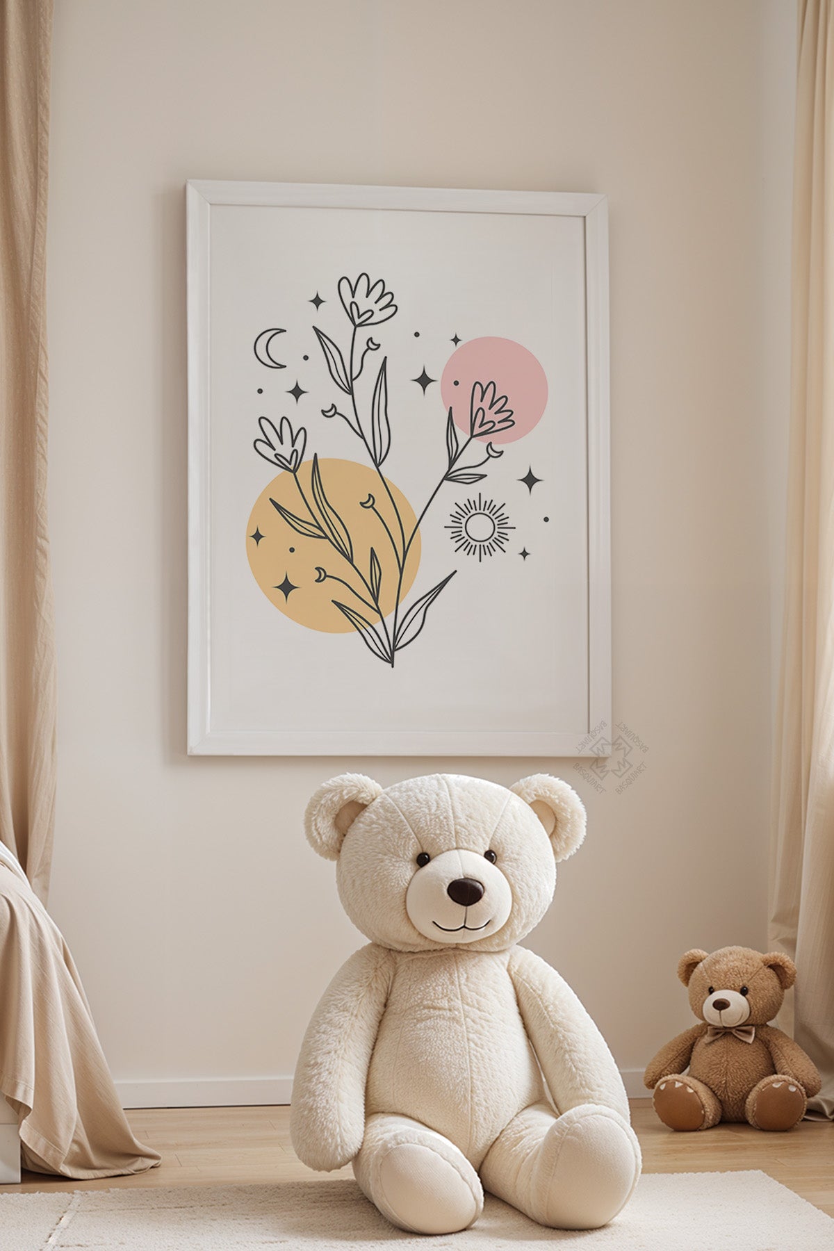Çocuk Odası, Bebek Odası Beyaz Çerçeveli Poster, Tablo No:90