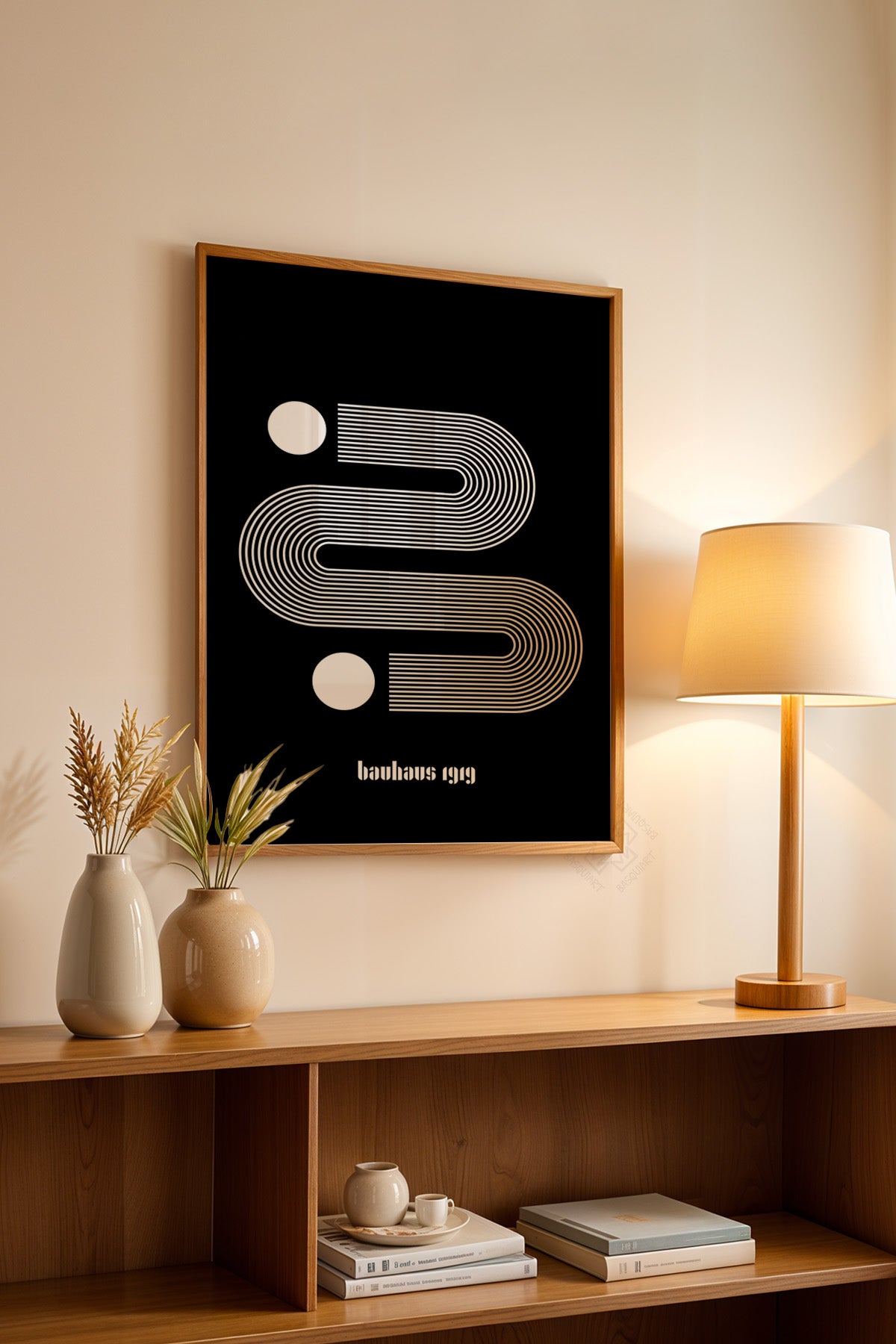 Bauhaus Serisi Ahşap Çerçeveli Poster, Tablo No:43