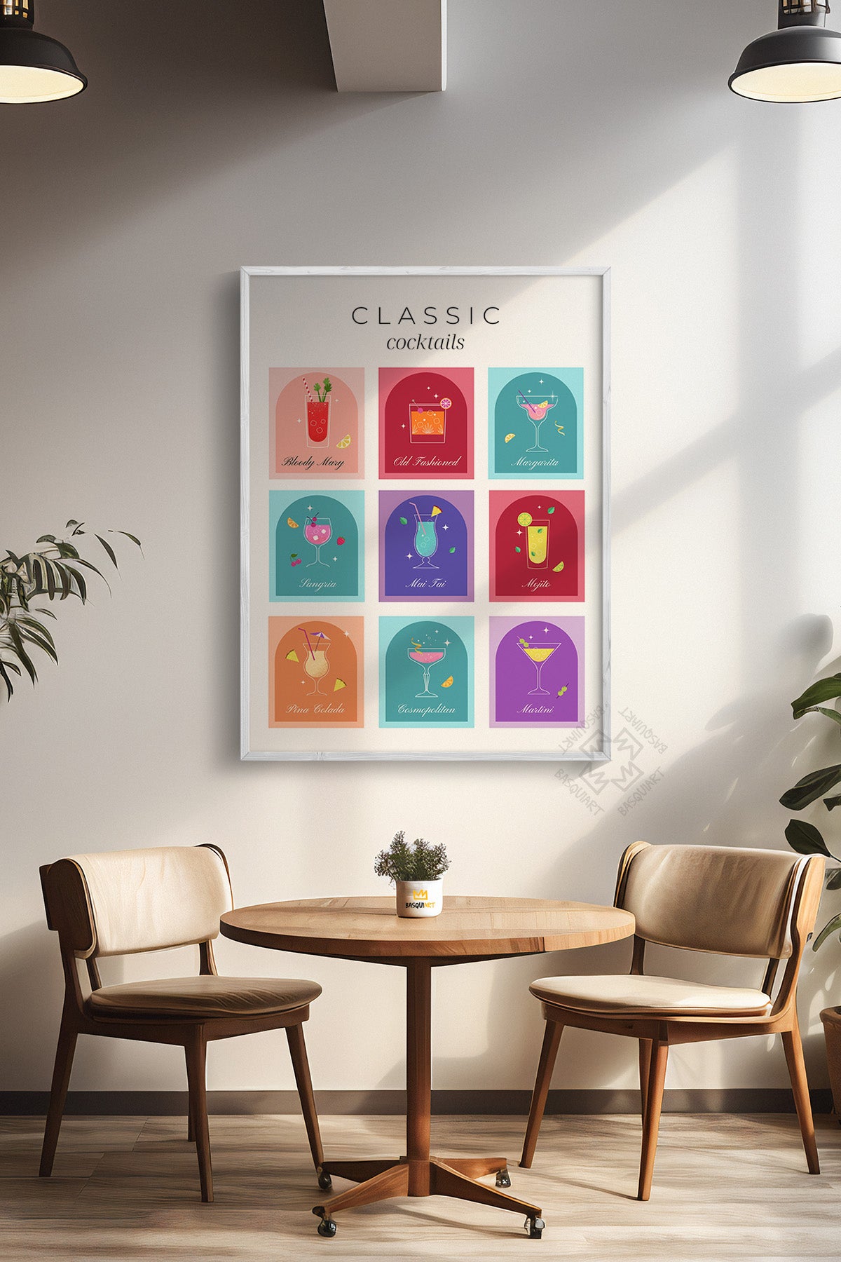 Kokteyl Serisi Beyaz Çerçeveli Poster, Tablo, Cafe, Restoran, Mutfak Duvar Dekoru No:31