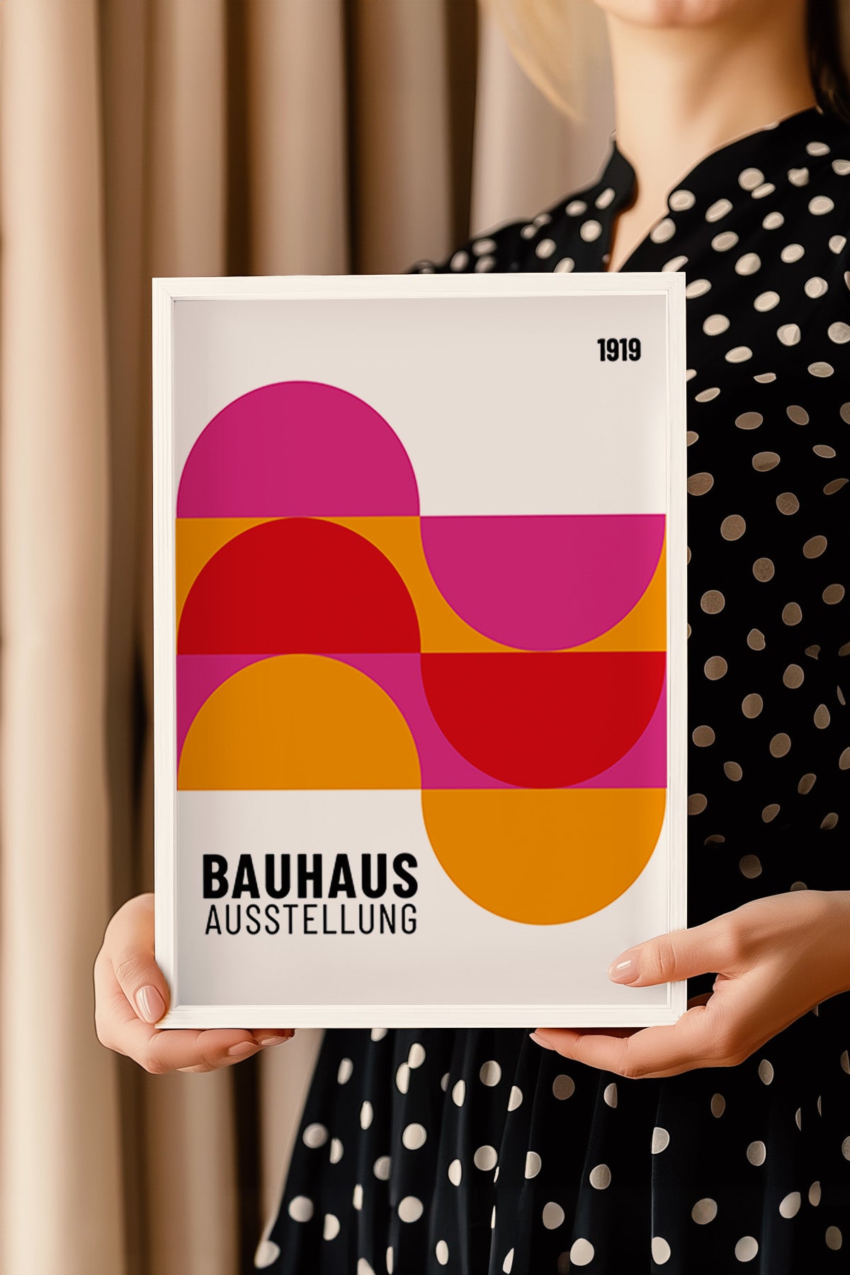 Bauhaus Serisi Beyaz Çerçeveli Poster, Tablo No:87