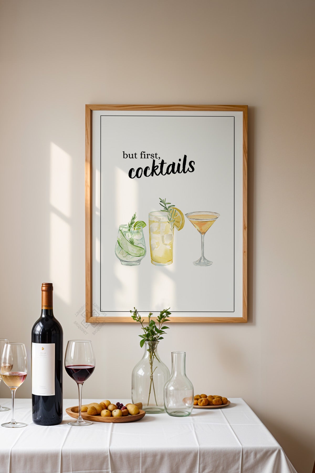 Kokteyl Serisi Ahşap Çerçeveli Poster, Tablo, Cafe, Restoran, Mutfak Duvar Dekoru No:33