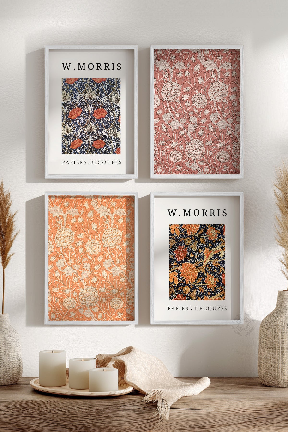 Morris 4'lü Beyaz Çerçeveli Poster, Tablo Seti No:43