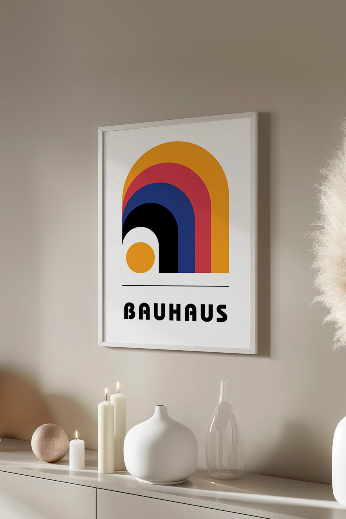 Bauhaus Serisi Beyaz Çerçeveli Poster, Tablo No:111