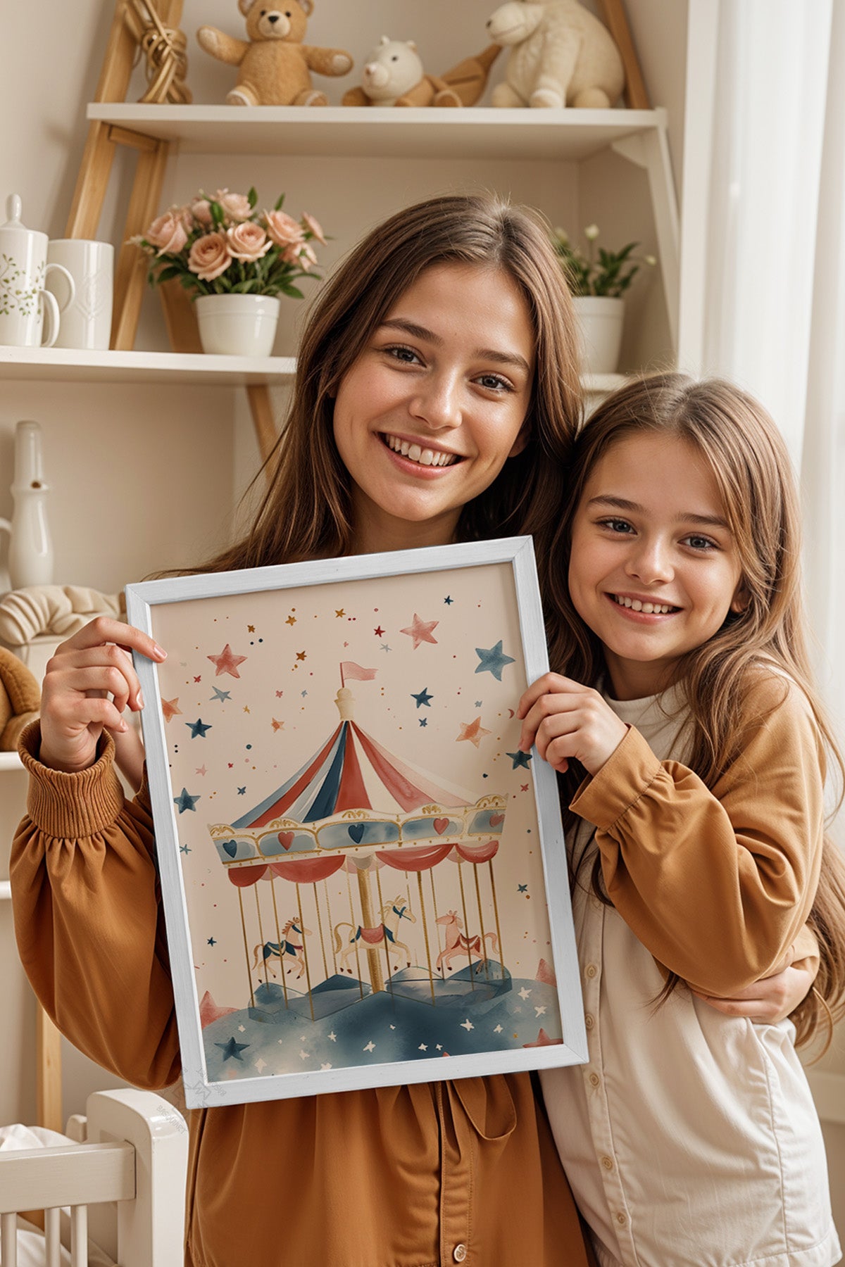 Çocuk Odası, Bebek Odası Beyaz Çerçeveli Poster, Tablo No:49