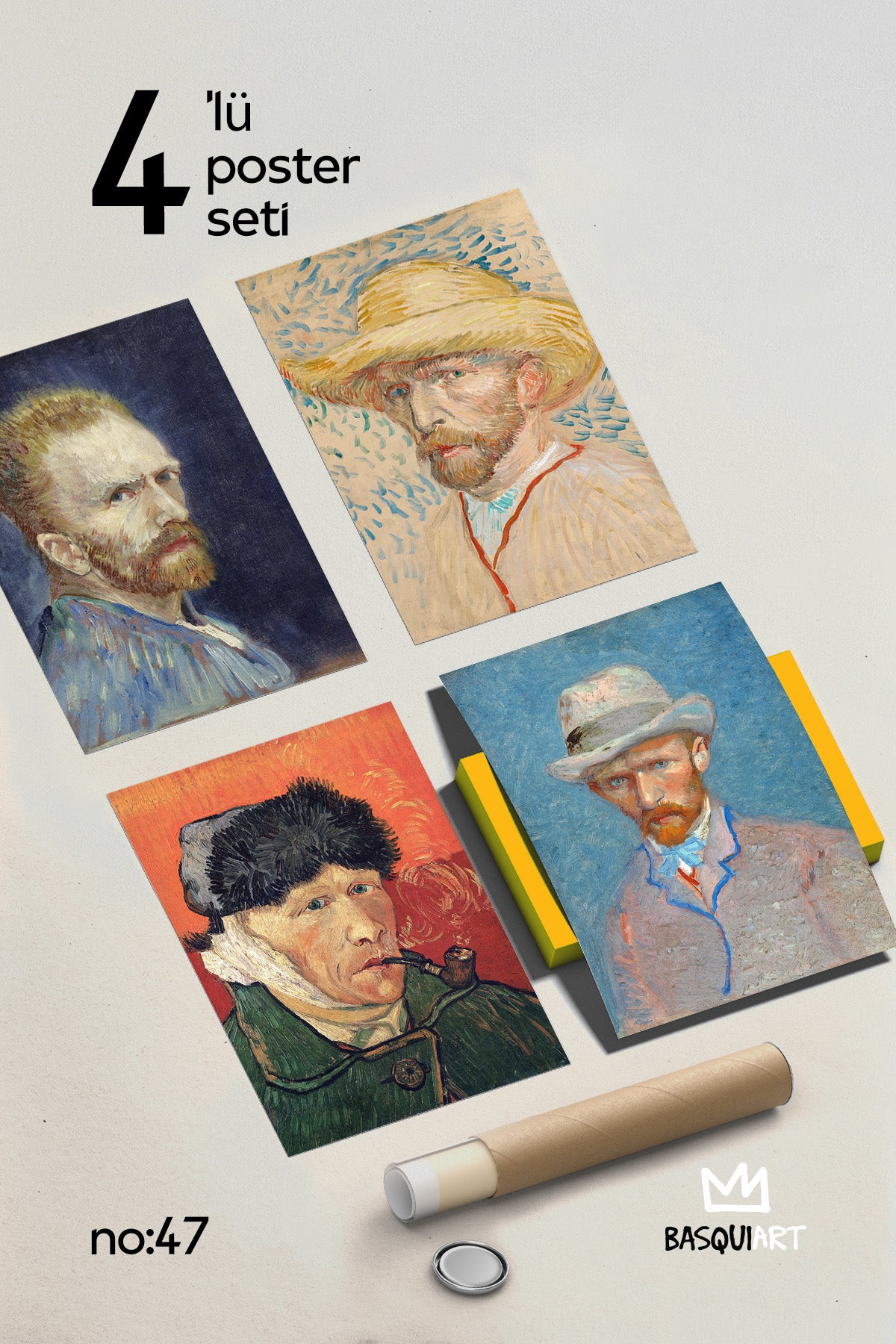 Van Gogh 4'lü Poster Seti, Duvar Dekoru No:47