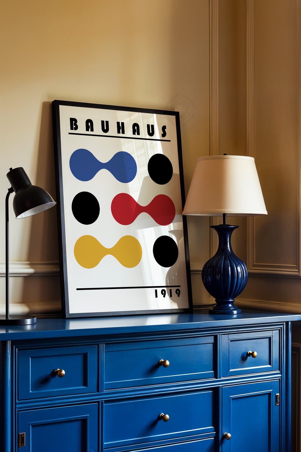 Bauhaus Serisi Siyah Çerçeveli Poster, Tablo No:54