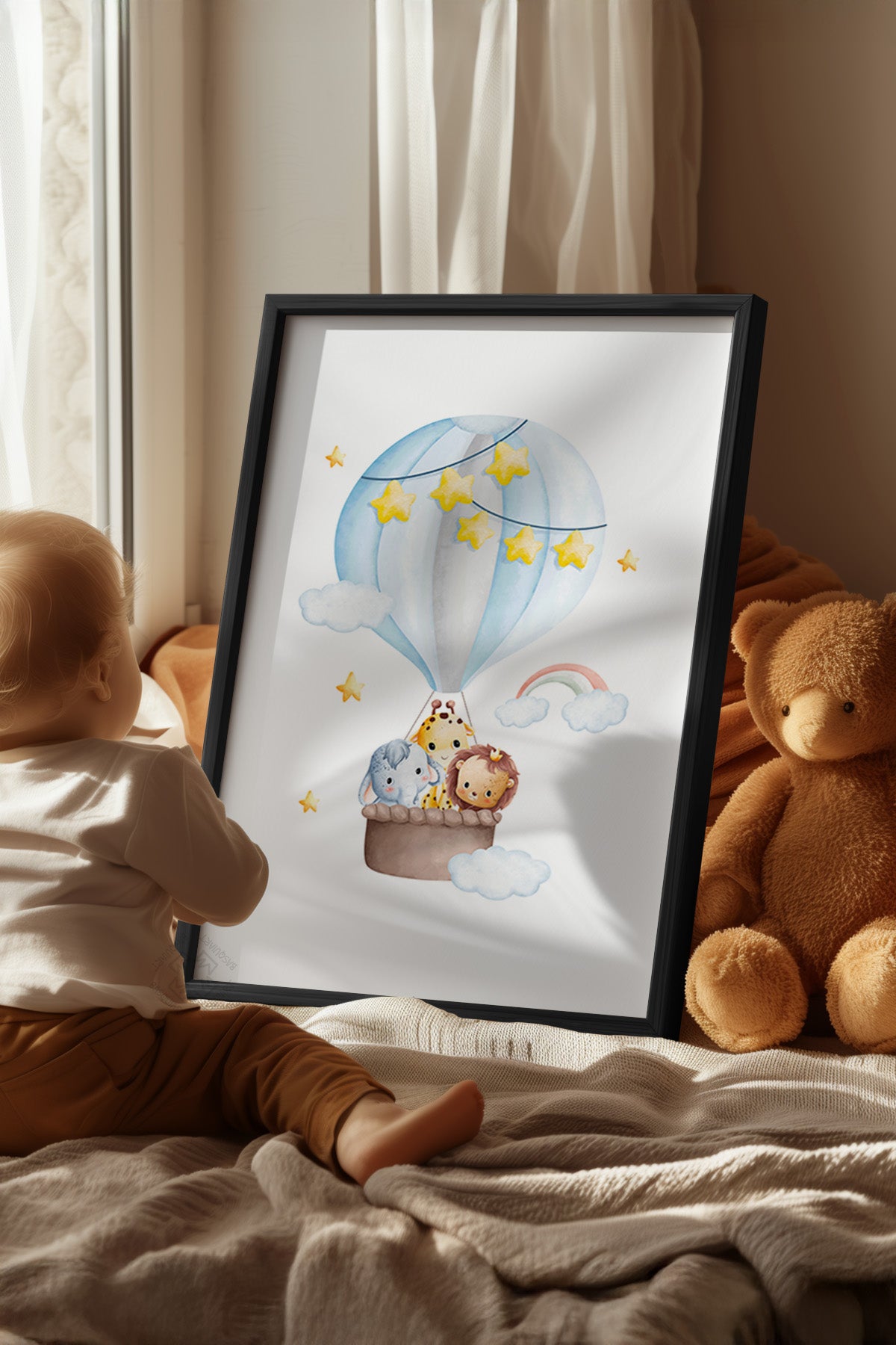Çocuk Odası, Bebek Odası Siyah Çerçeveli Poster, Tablo No:9