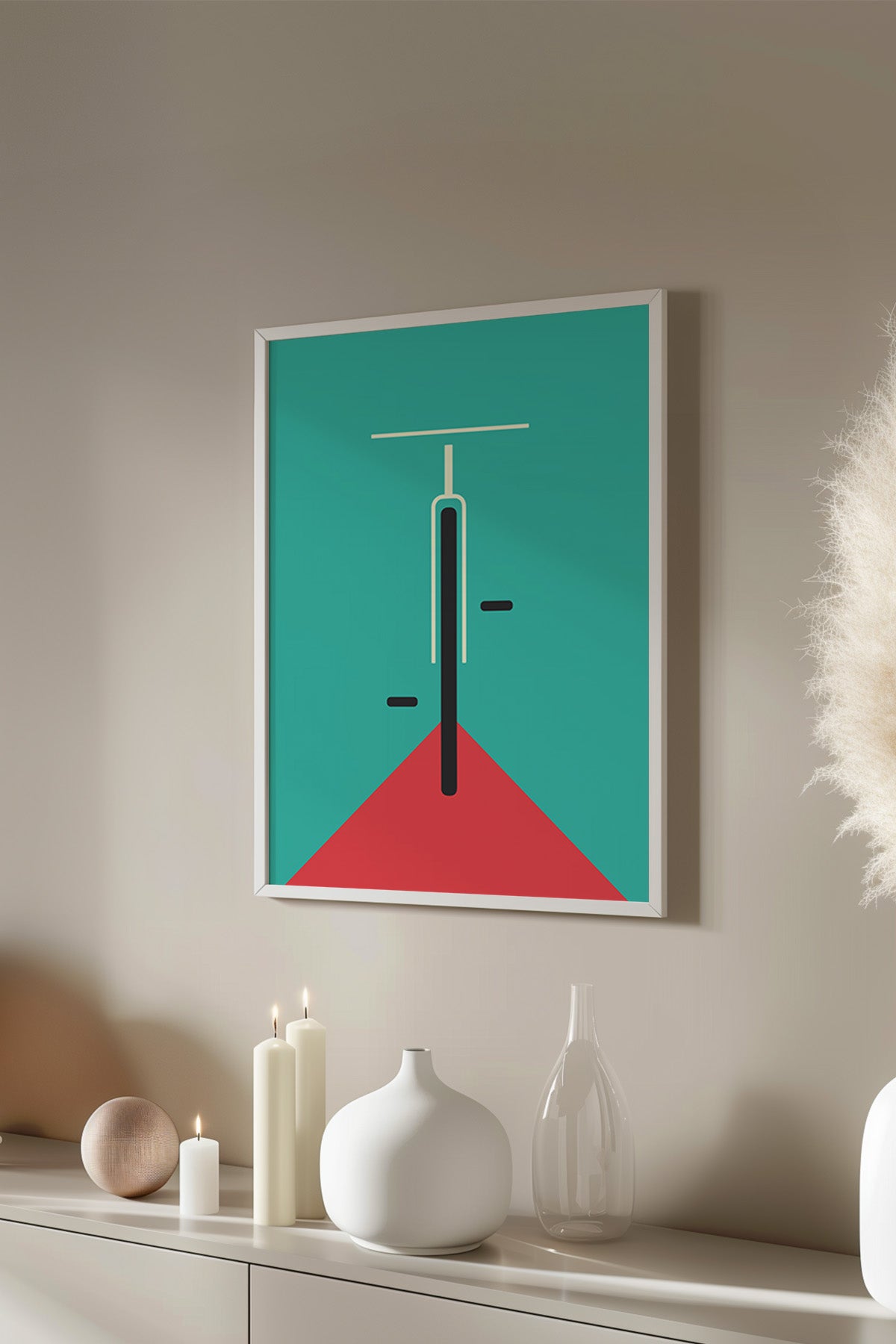 Bauhaus Serisi Beyaz Çerçeveli Poster, Tablo No:59