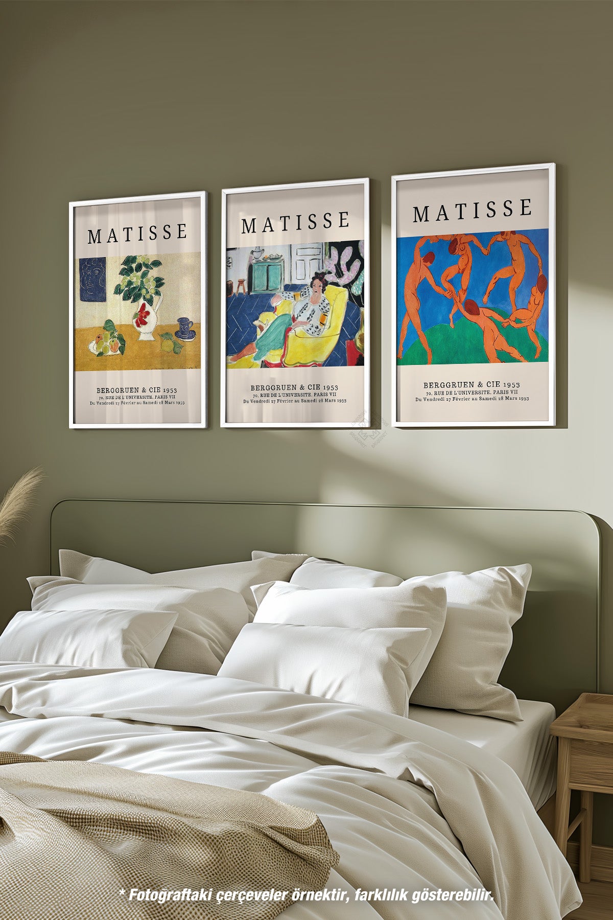 Matisse Vintage 3'lü Beyaz Çerçeveli Poster, Tablo Seti No:14
