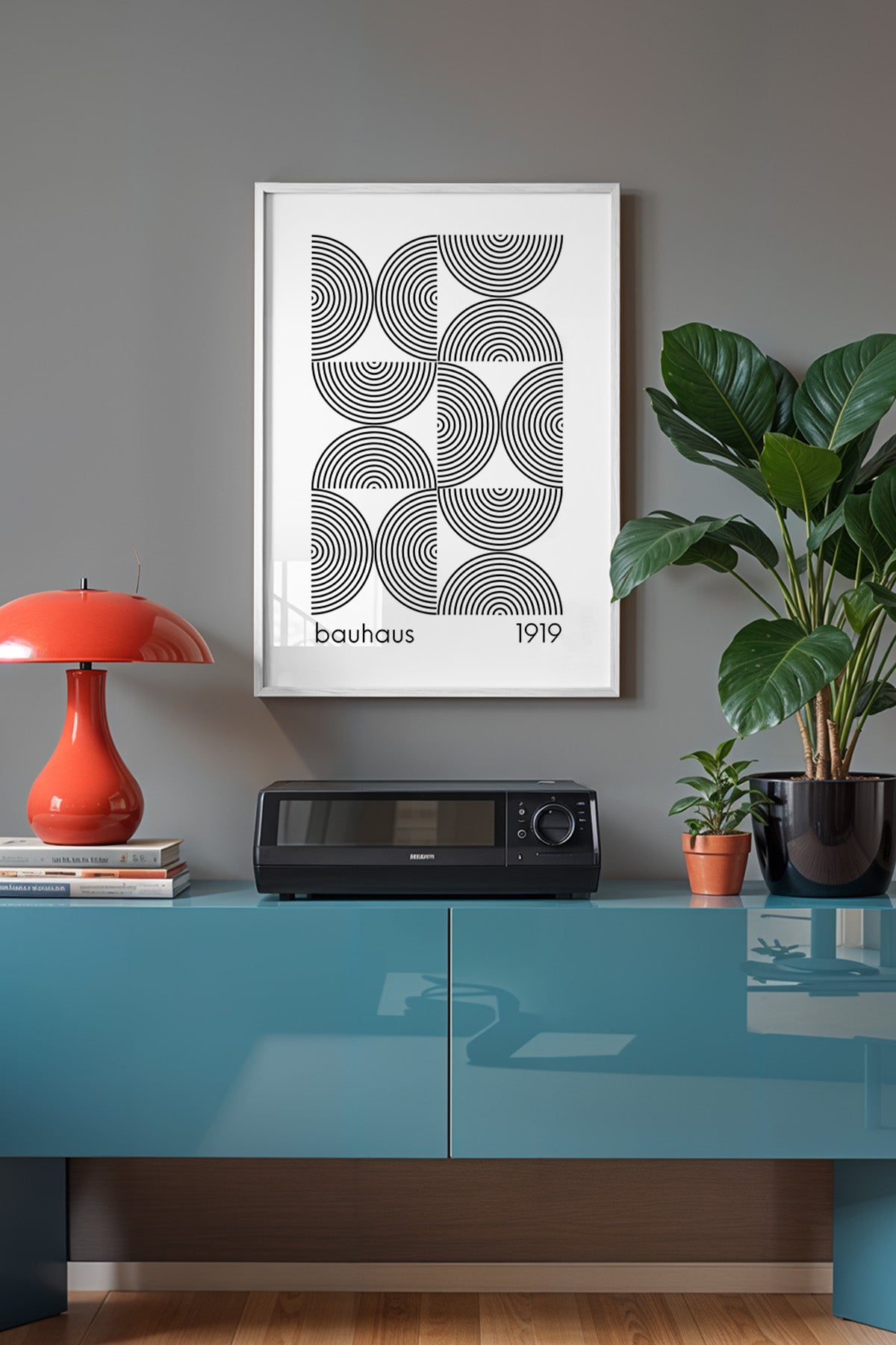 Bauhaus Serisi Beyaz Çerçeveli Poster, Tablo No:46