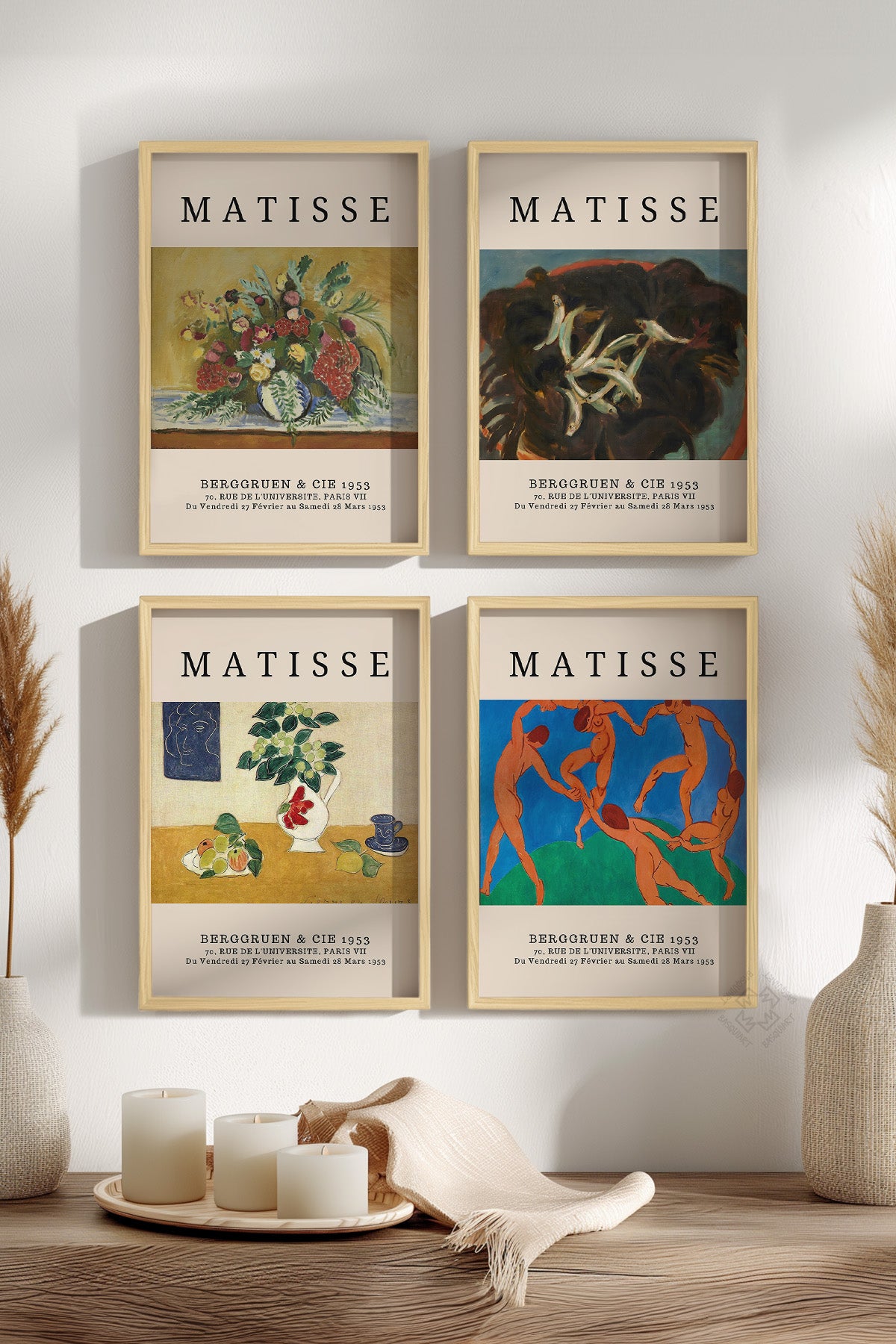 Matisse 4'lü Ahşap Çerçeveli Poster, Tablo Seti No:56