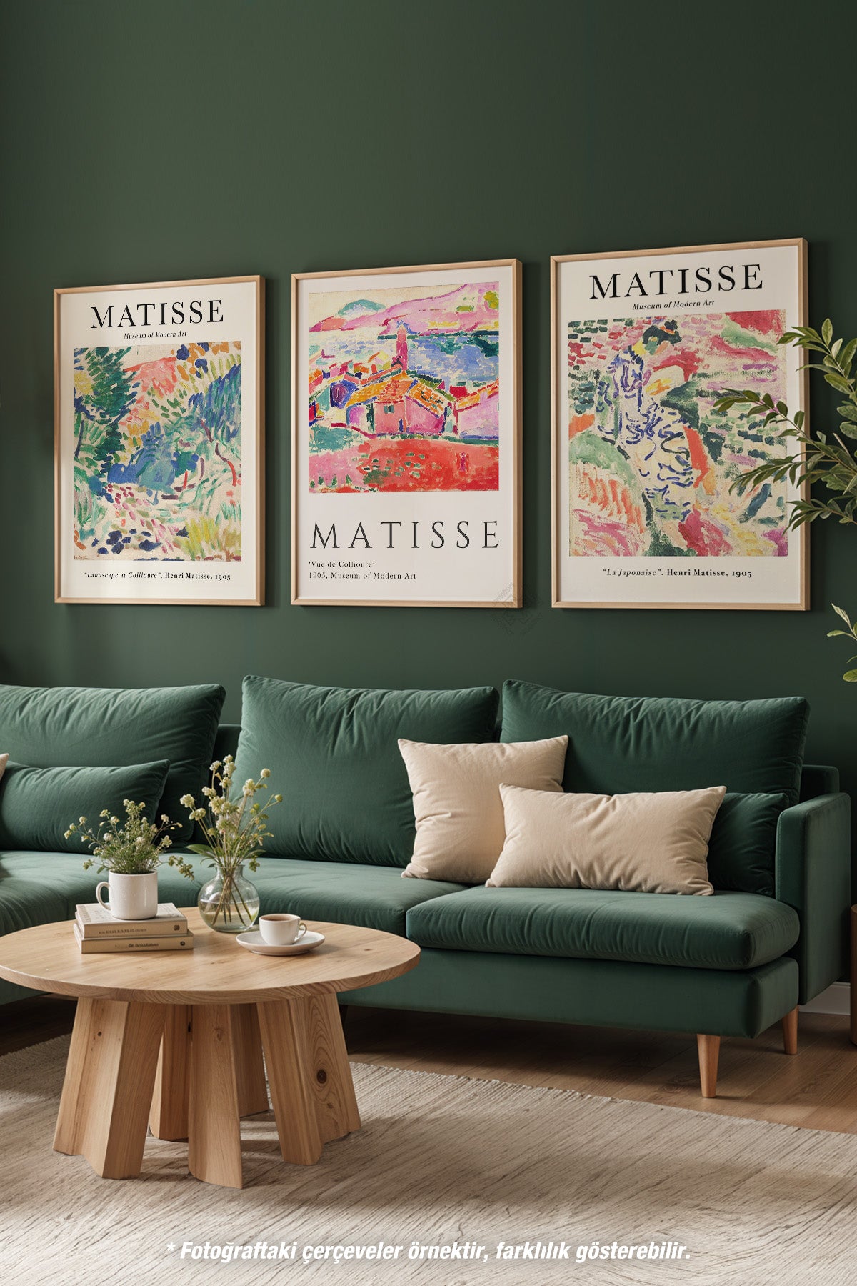 Dekoratif Matisse 3'lü Ahşap Çerçeveli Poster, Tablo Seti No:37