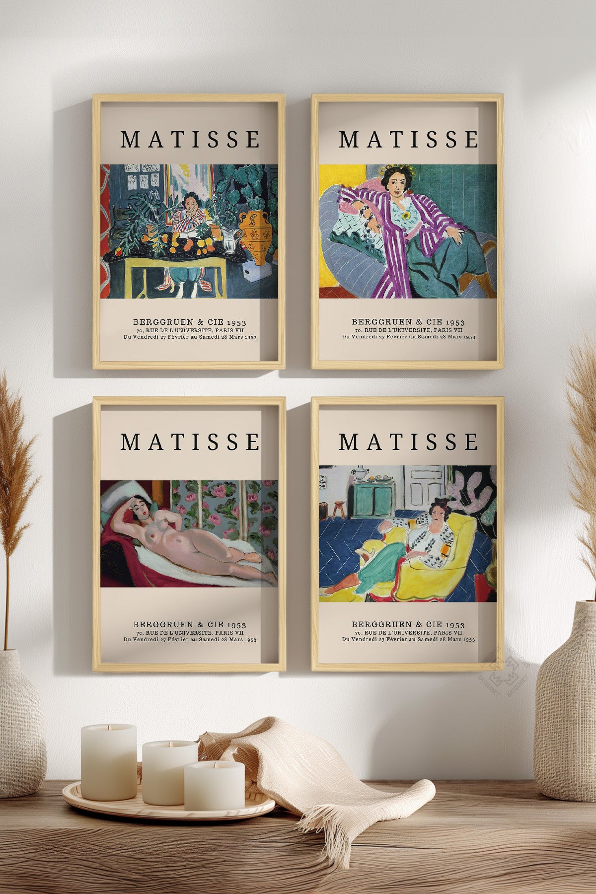 Matisse 4'lü Ahşap Çerçeveli Poster, Tablo Seti No:55
