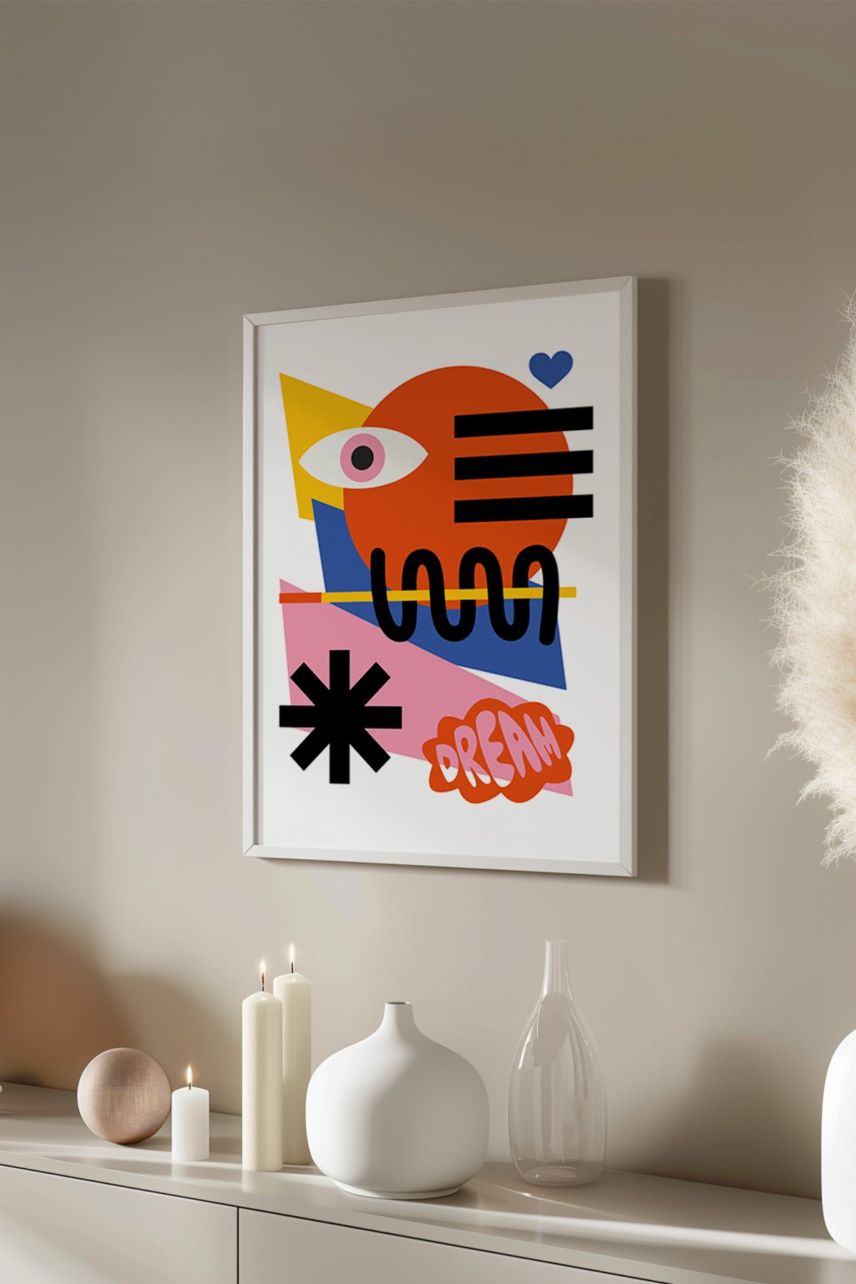 Bauhaus Serisi Beyaz Çerçeveli Poster, Tablo No:7
