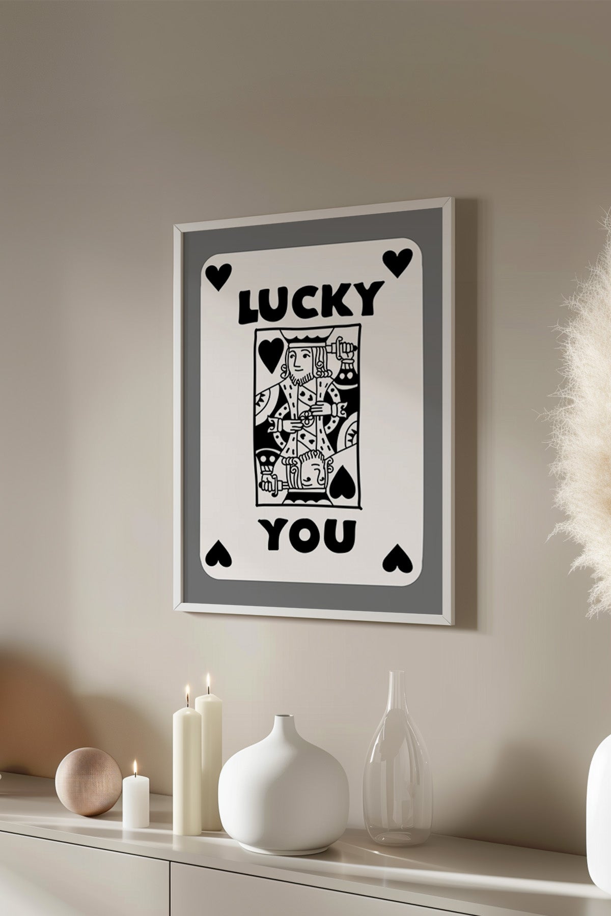 Lucky You Serisi Beyaz Çerçeveli Poster, Tablo Duvar Dekoru No:105
