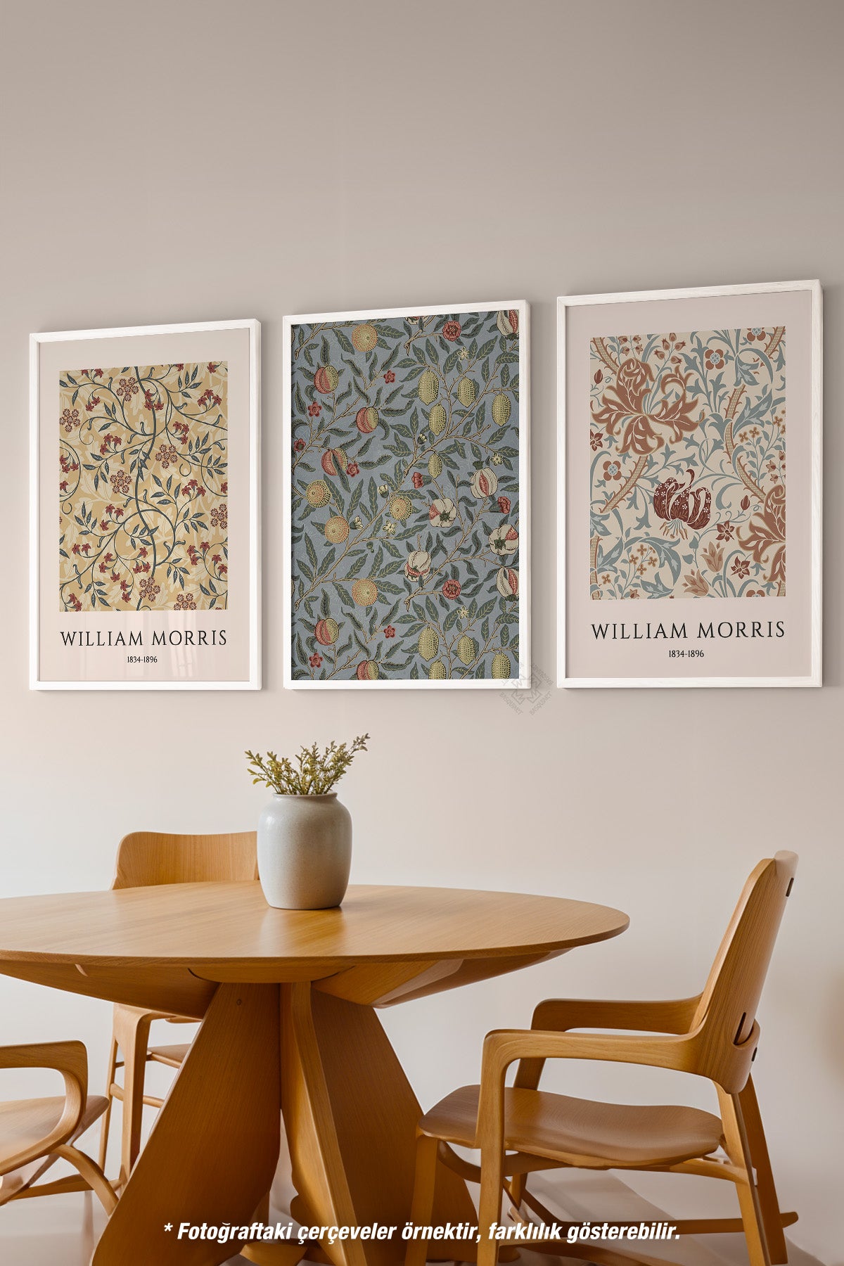 William M 3'lü Beyaz Çerçeveli Poster, Tablo Seti No:30