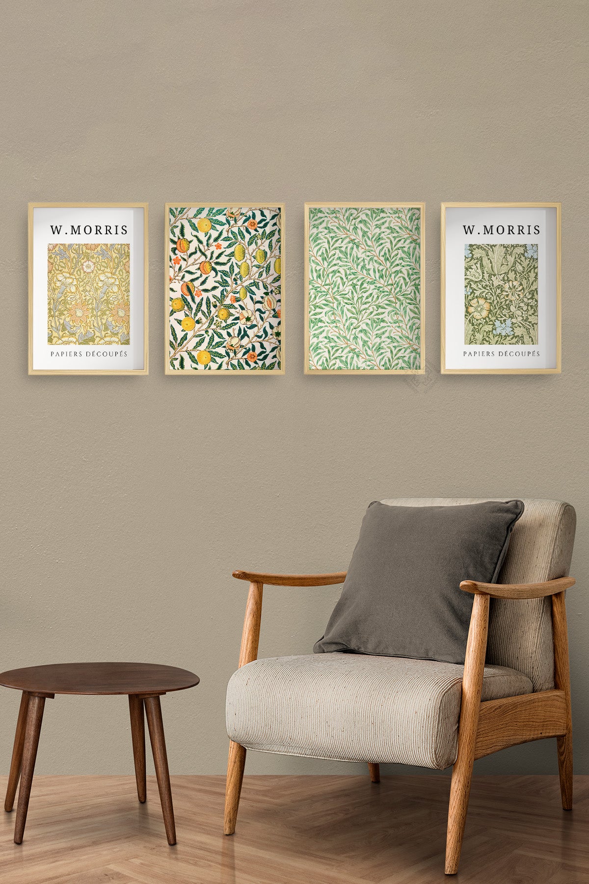 Morris 4'lü Ahşap Çerçeveli Poster, Tablo Seti No:42