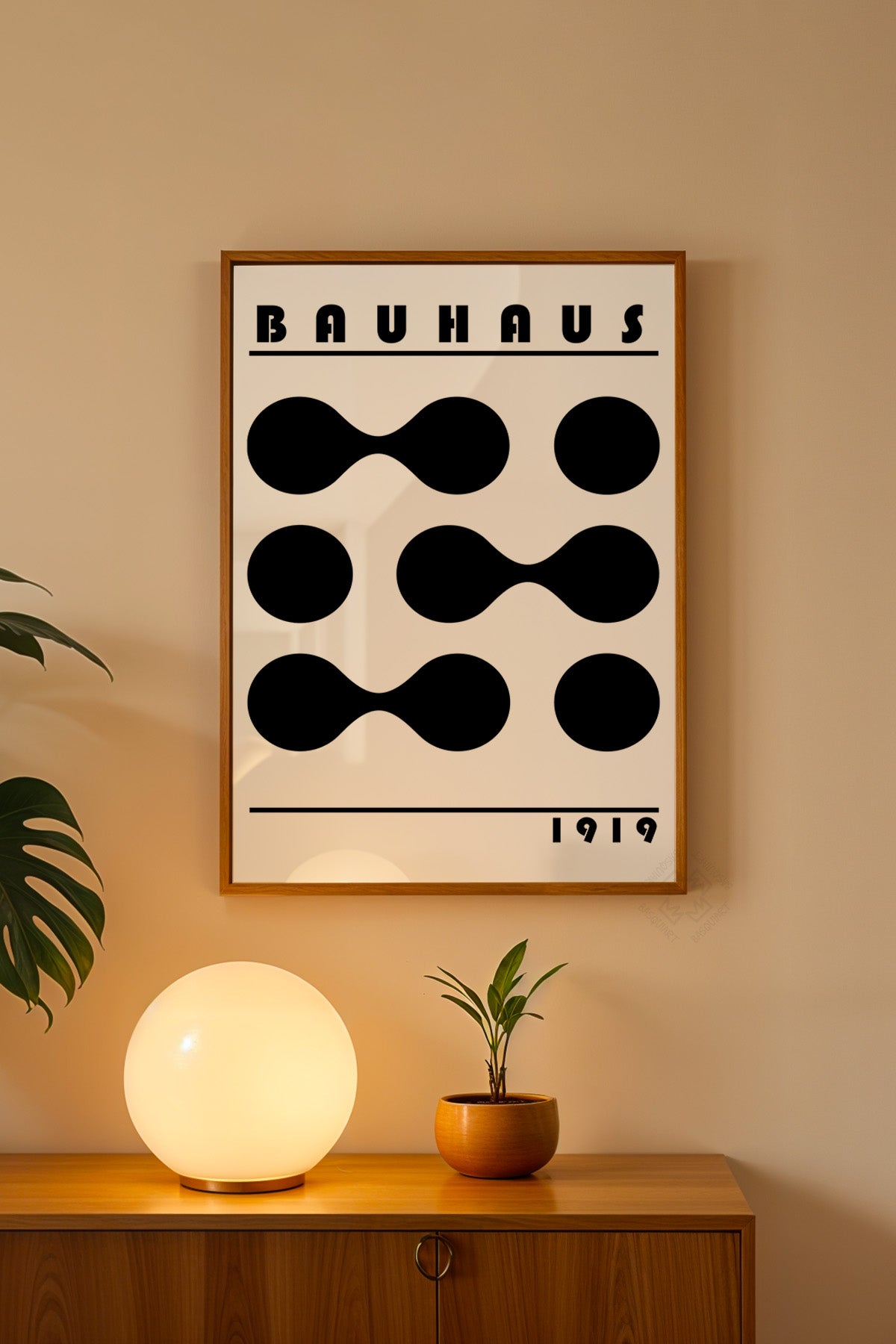 Bauhaus Serisi Ahşap Çerçeveli Poster, Tablo No:53