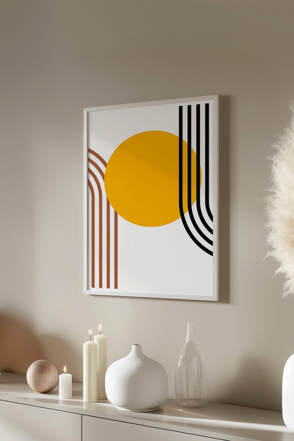 Bauhaus Serisi Beyaz Çerçeveli Poster, Tablo No:101