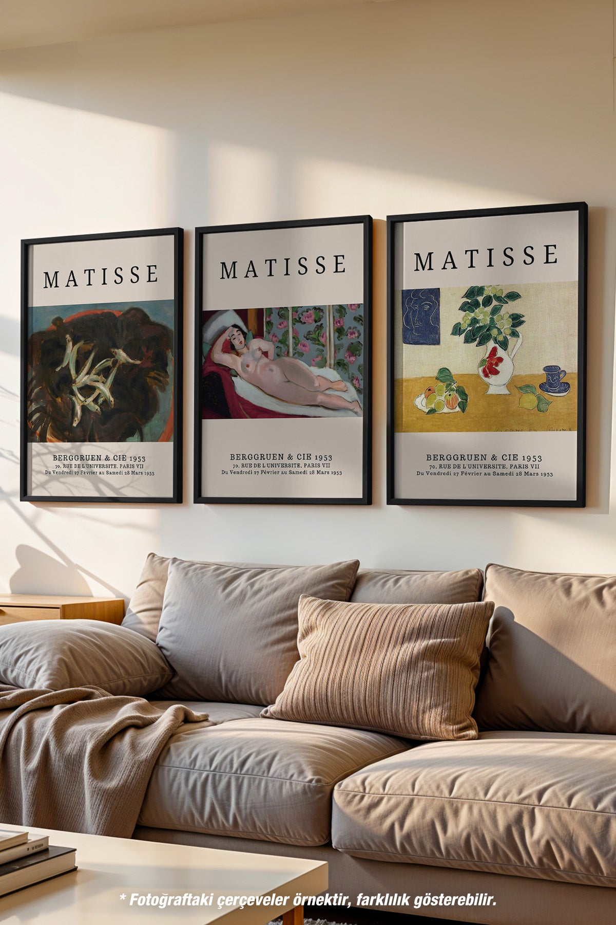Matisse Sanatsal 3'lü Siyah Çerçeveli Poster, Tablo Seti No:13