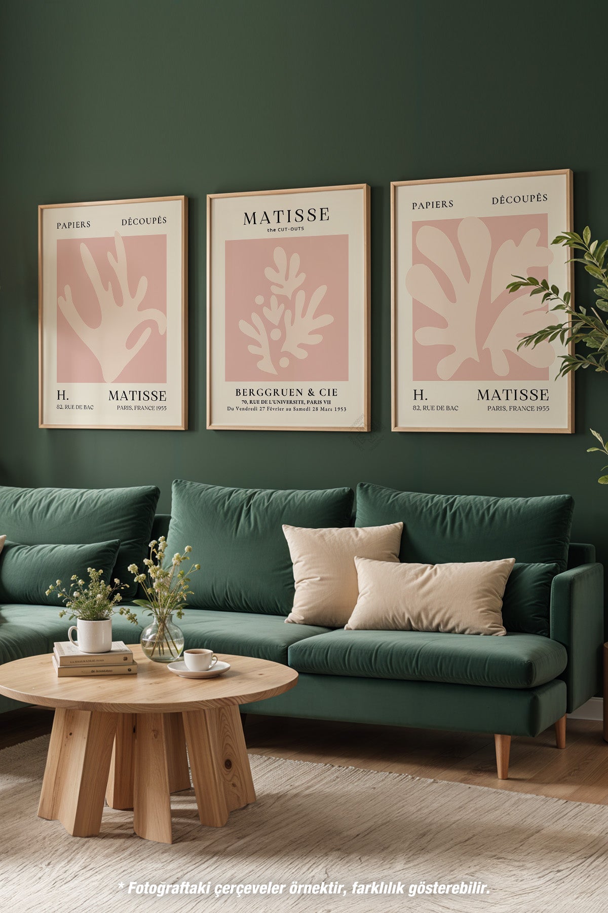 Matisse Minimal 3'lü Ahşap Çerçeveli Poster, Tablo Seti No:21