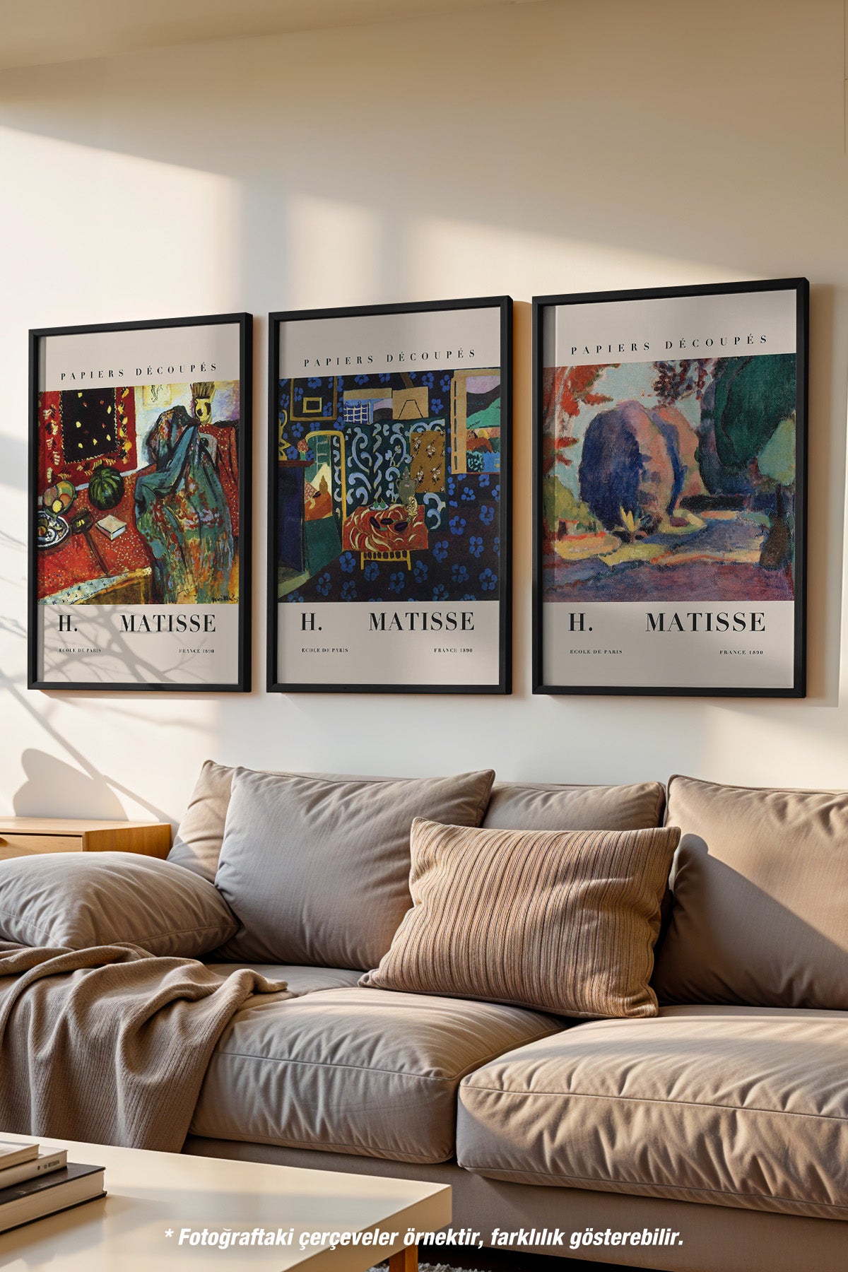 Henri Matisse 3'lü Siyah Çerçeveli Poster, Tablo Seti No:18