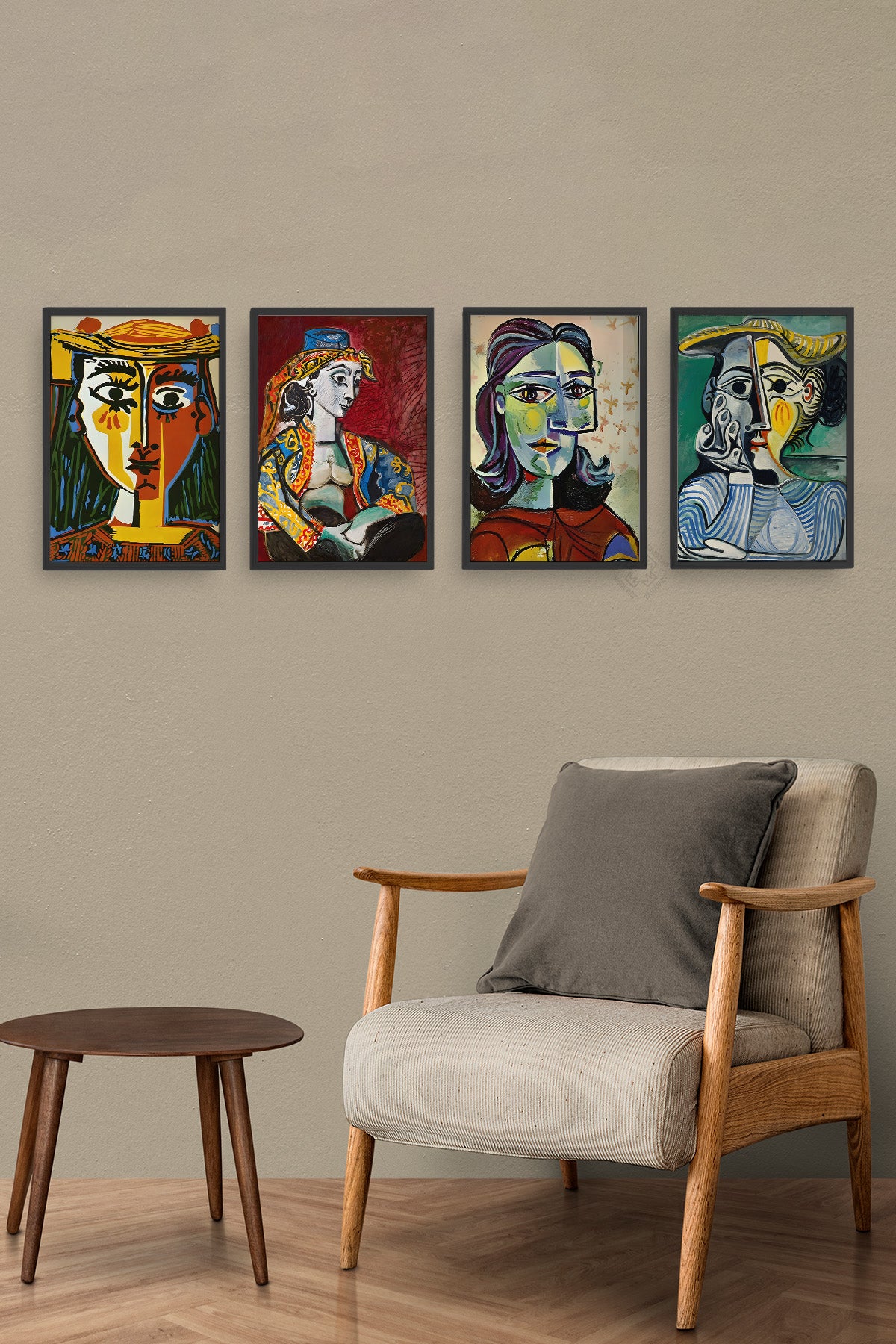 Picasso Sanatsal 4'lü Siyah Çerçeveli Poster, Tablo Seti No:38