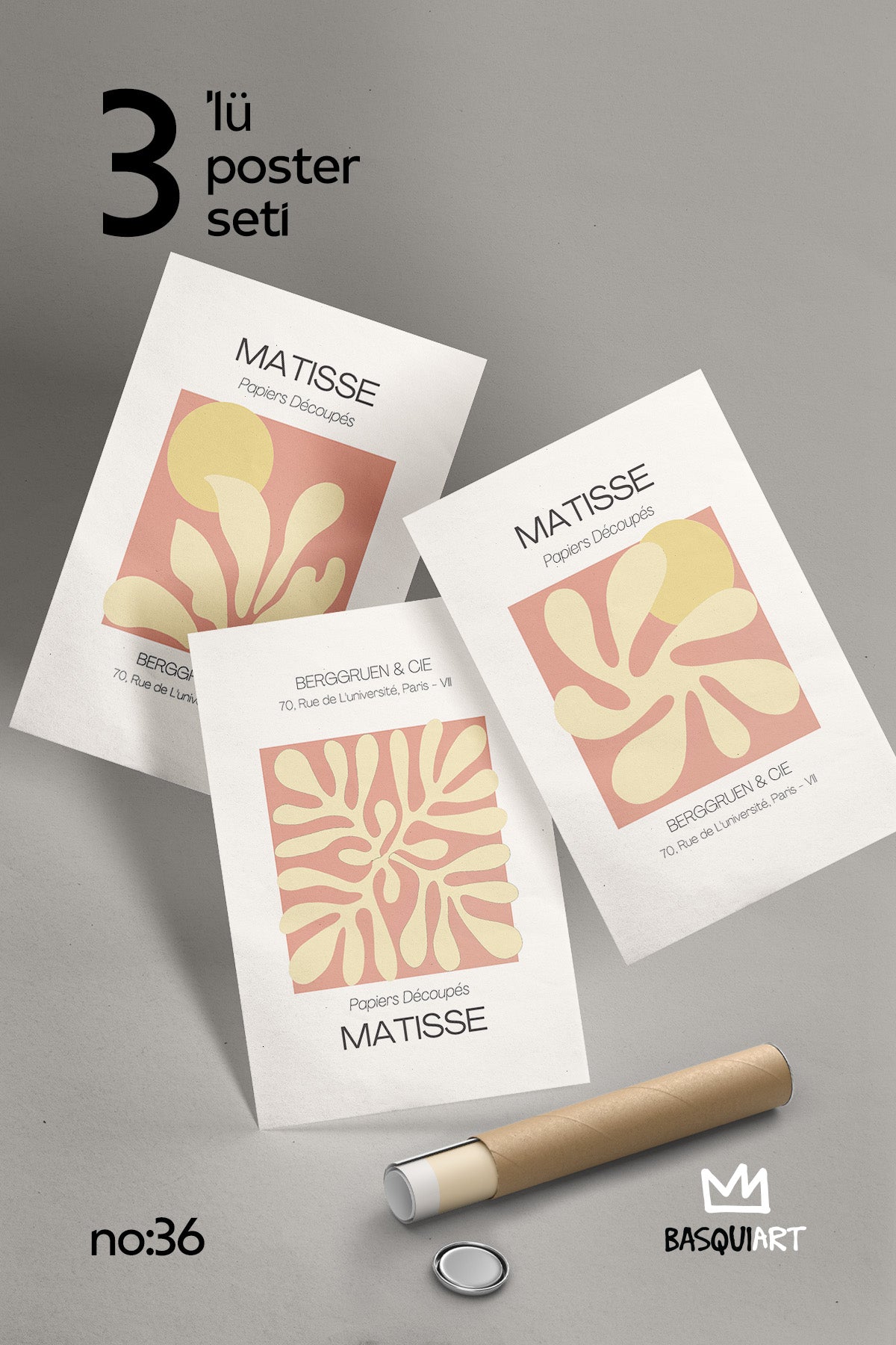 Dekoratif Matisse 3'lü Poster Seti, Duvar Dekoru No:36