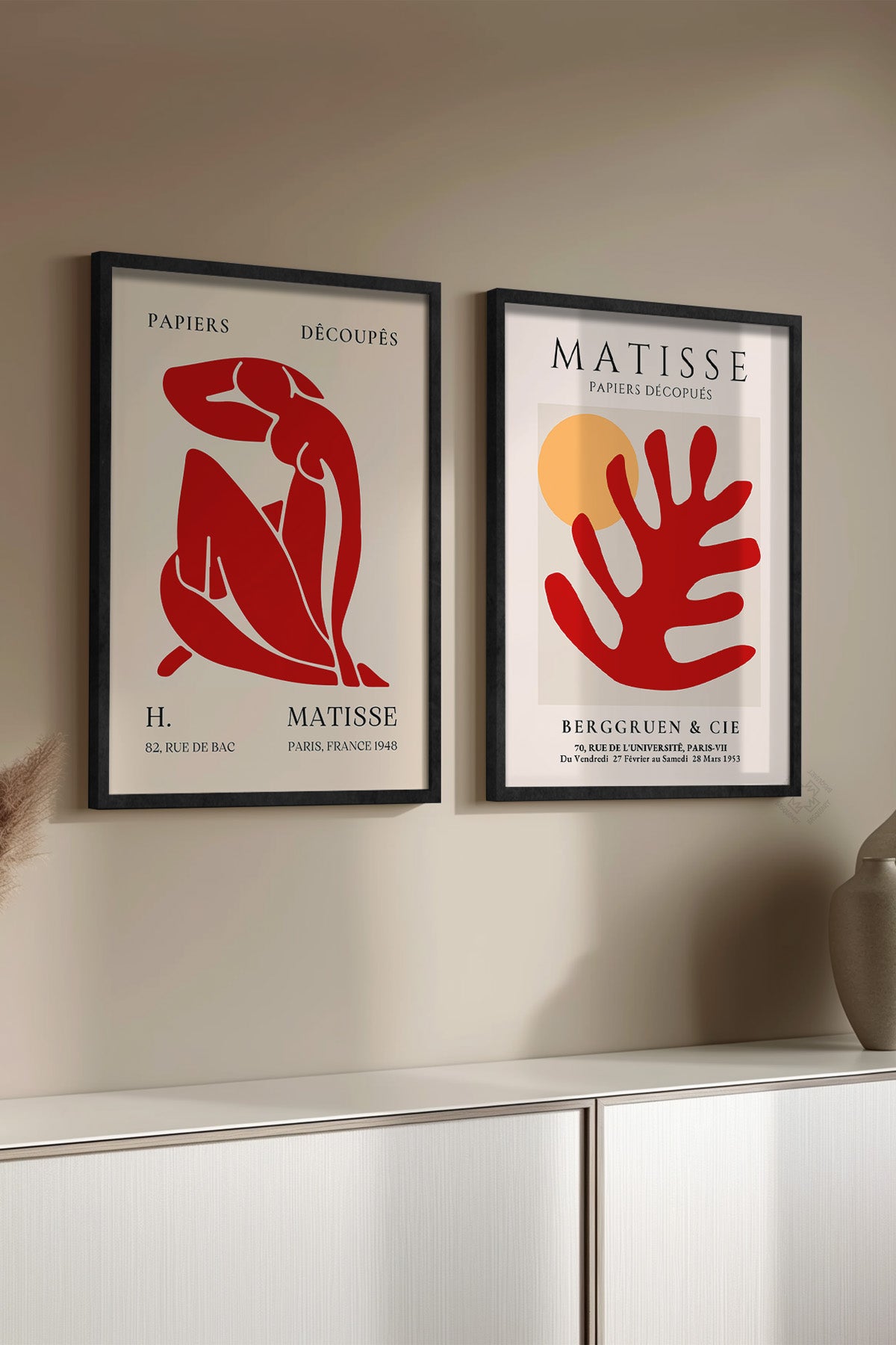 Kırmızı Matisse 2'li Siyah Çerçeveli Poster, Tablo Seti No:26