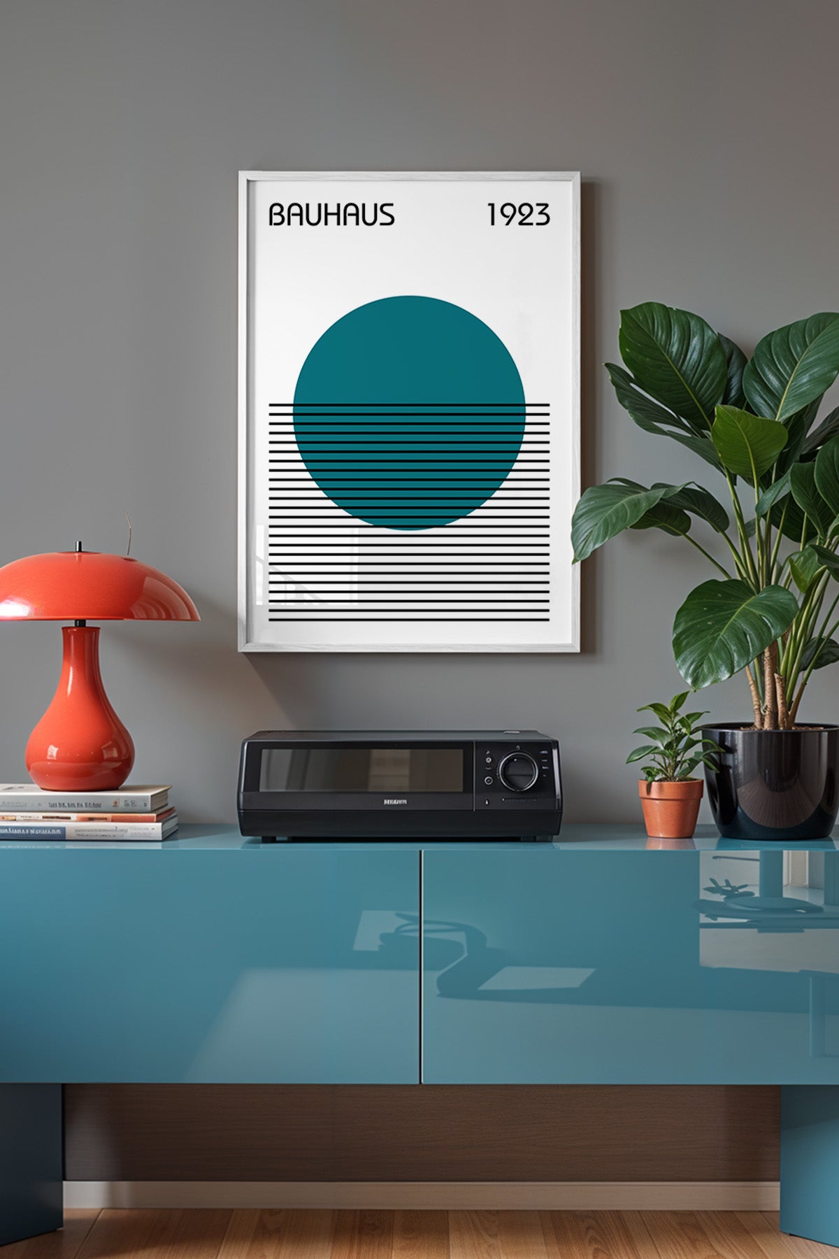 Bauhaus Serisi Beyaz Çerçeveli Poster, Tablo No:39