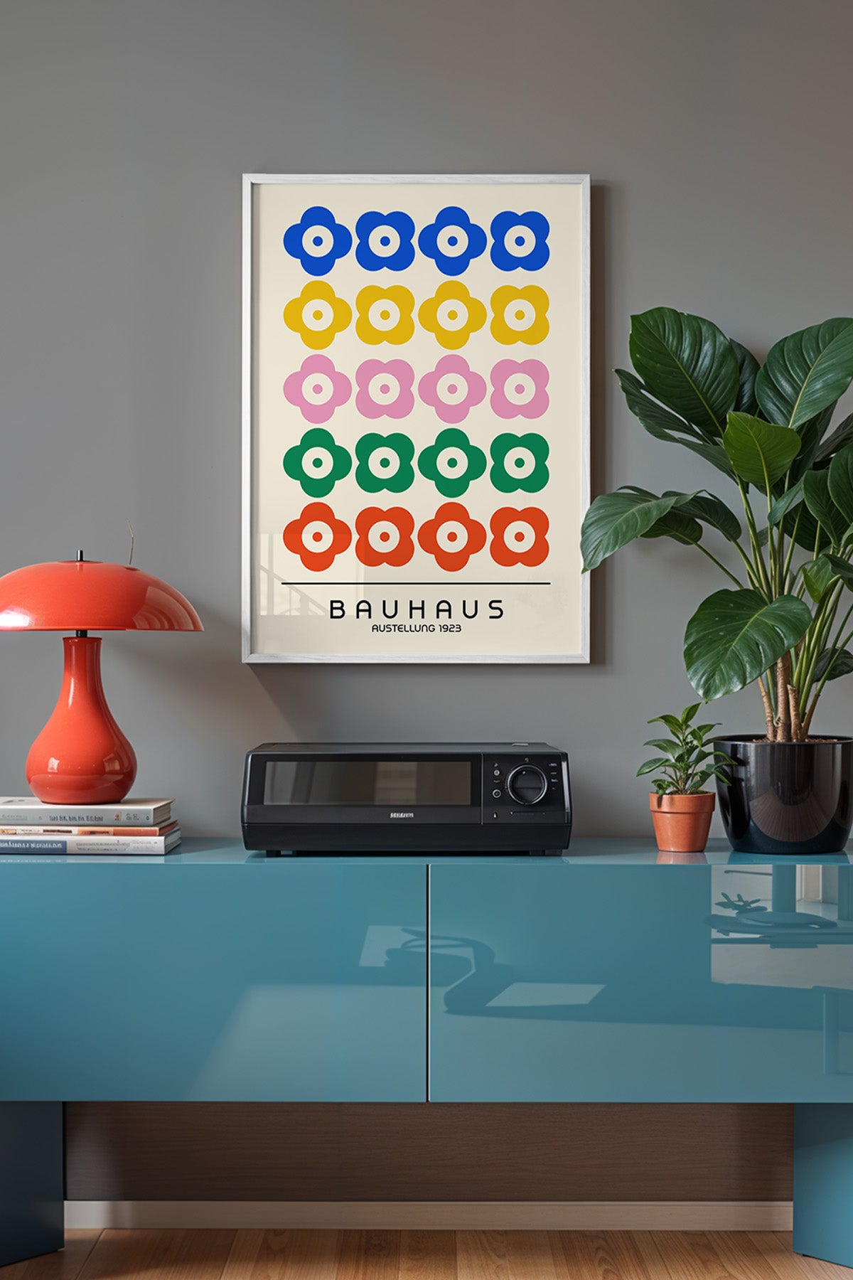 Bauhaus Serisi Beyaz Çerçeveli Poster, Tablo No:97