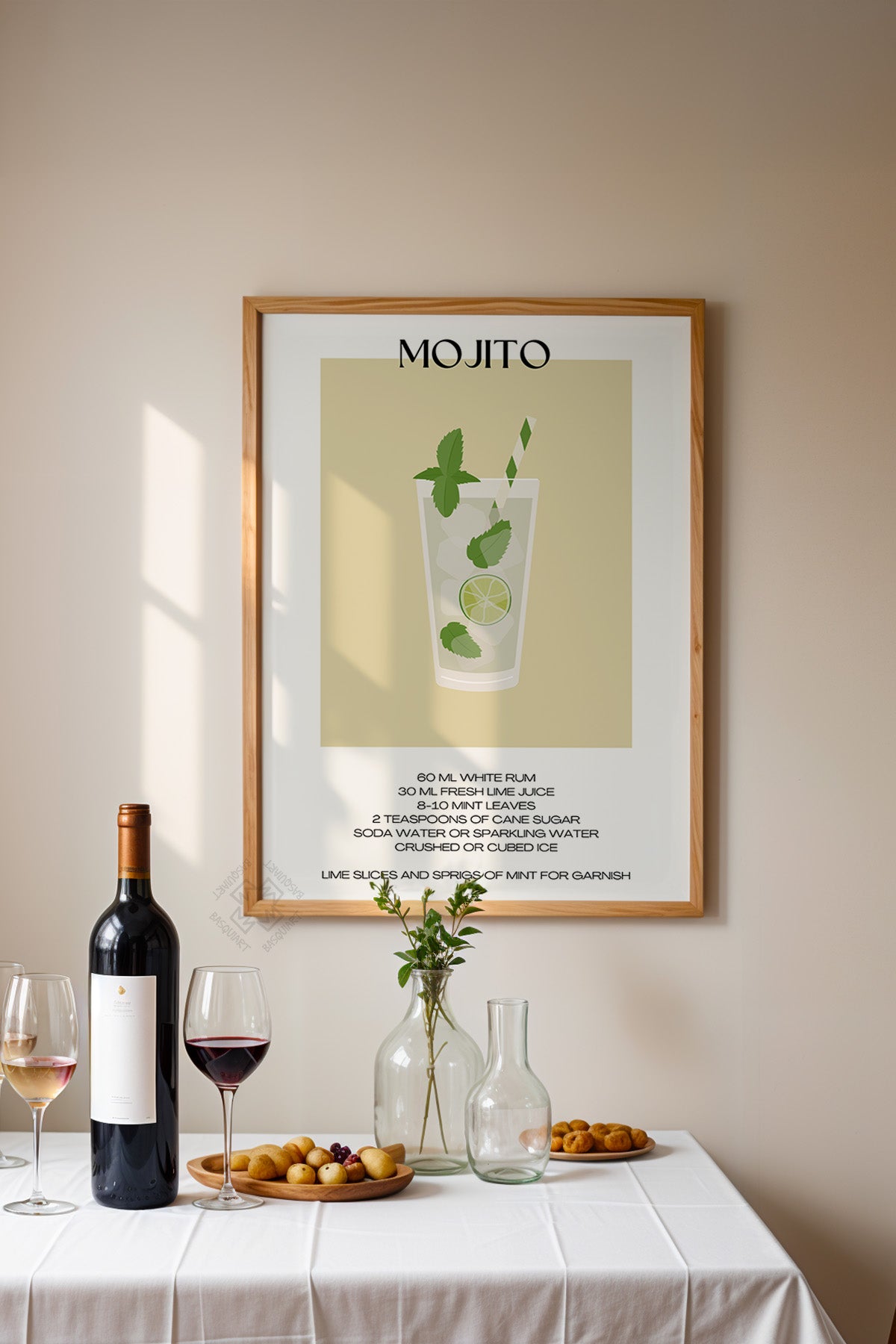 Kokteyl Serisi Ahşap Çerçeveli Poster, Tablo, Cafe, Restoran, Mutfak Duvar Dekoru No:26
