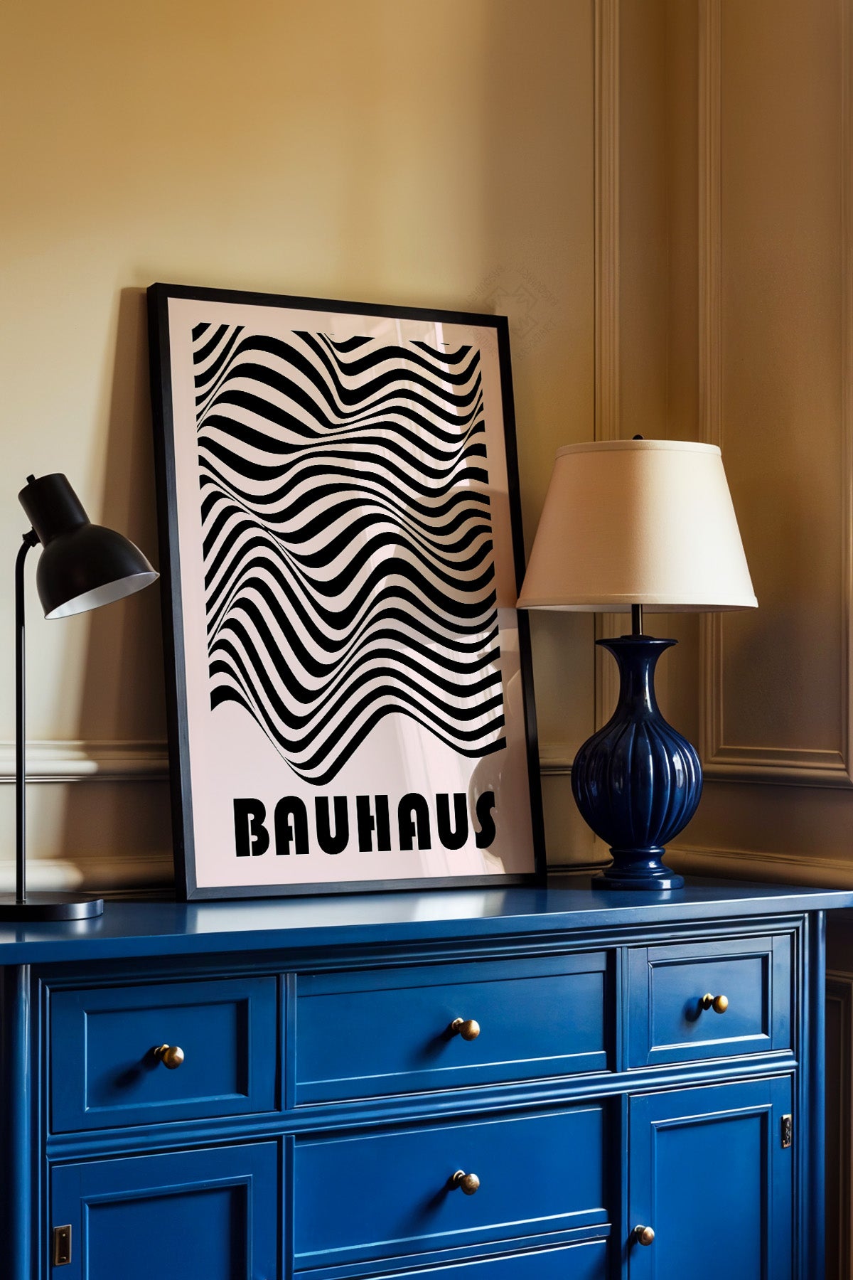 Bauhaus Serisi Siyah Çerçeveli Poster, Tablo No:70