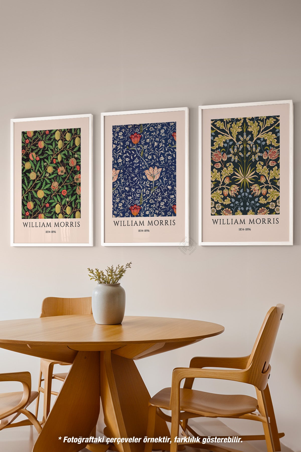 Morris 3'lü Beyaz Çerçeveli Poster, Tablo Seti No:45