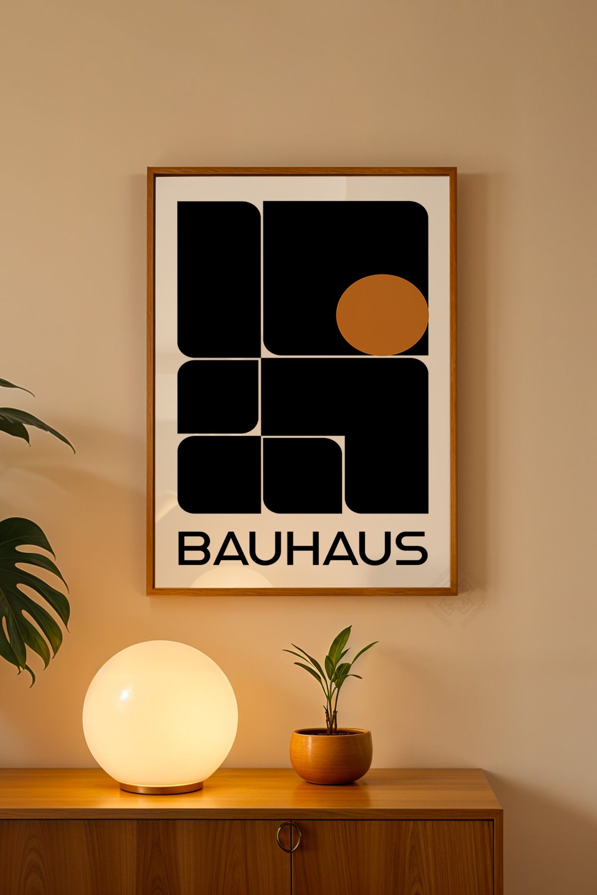 Bauhaus Serisi Ahşap Çerçeveli Poster, Tablo No:82