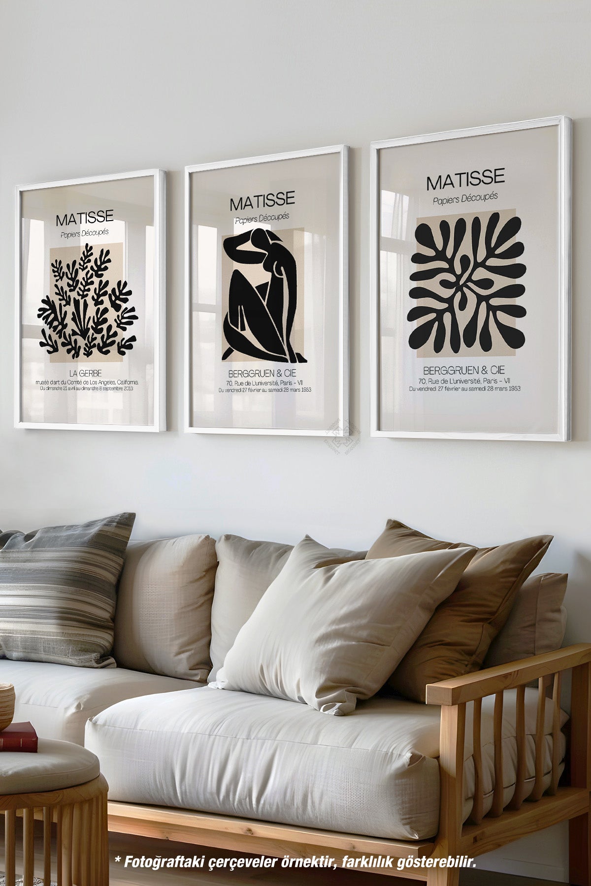 Bohem Matisse 3'lü Beyaz Çerçeveli Poster, Tablo Seti No:34