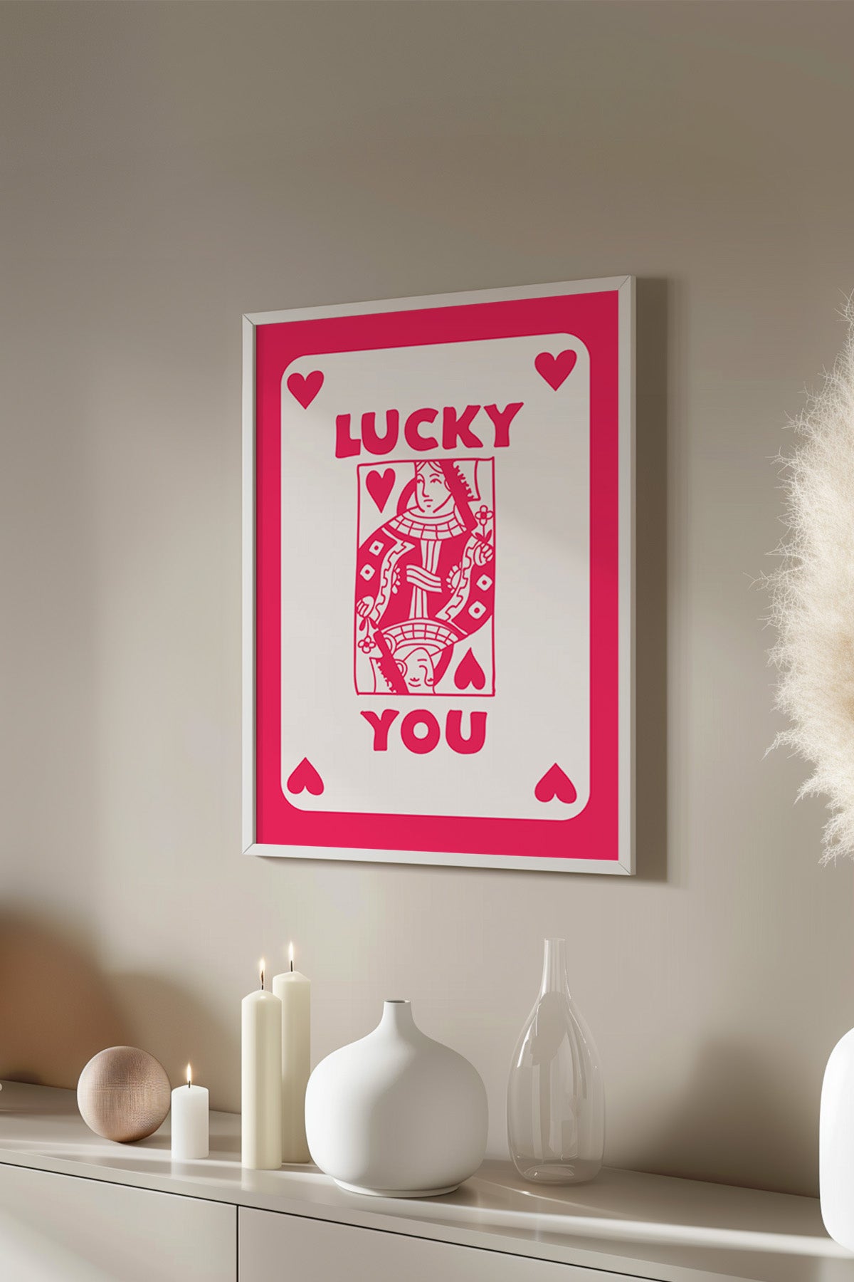 Lucky You Serisi Beyaz Çerçeveli Poster, Tablo Duvar Dekoru No:83