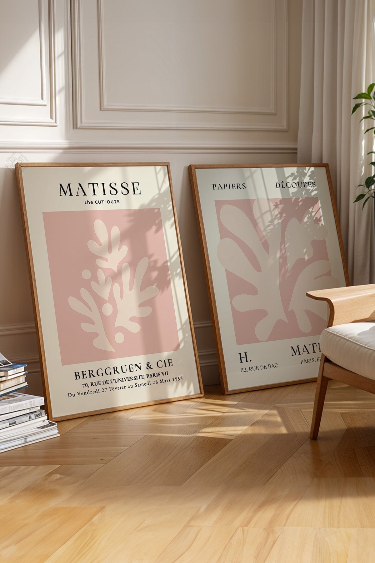 Pembe Matisse 2'li Ahşap Çerçeveli Poster, Tablo Seti No:28