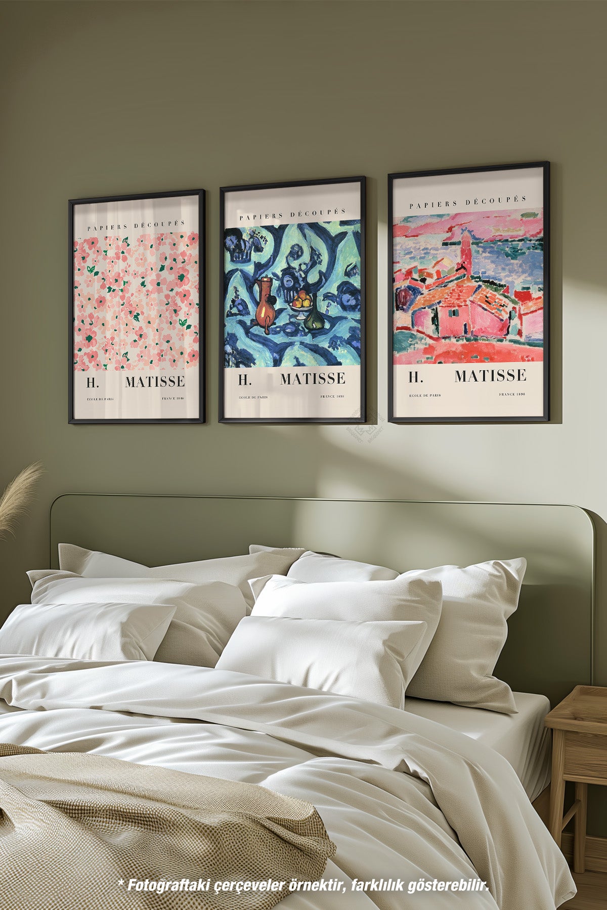 H Matisse 3'lü Siyah Çerçeveli Poster, Tablo Seti No:17