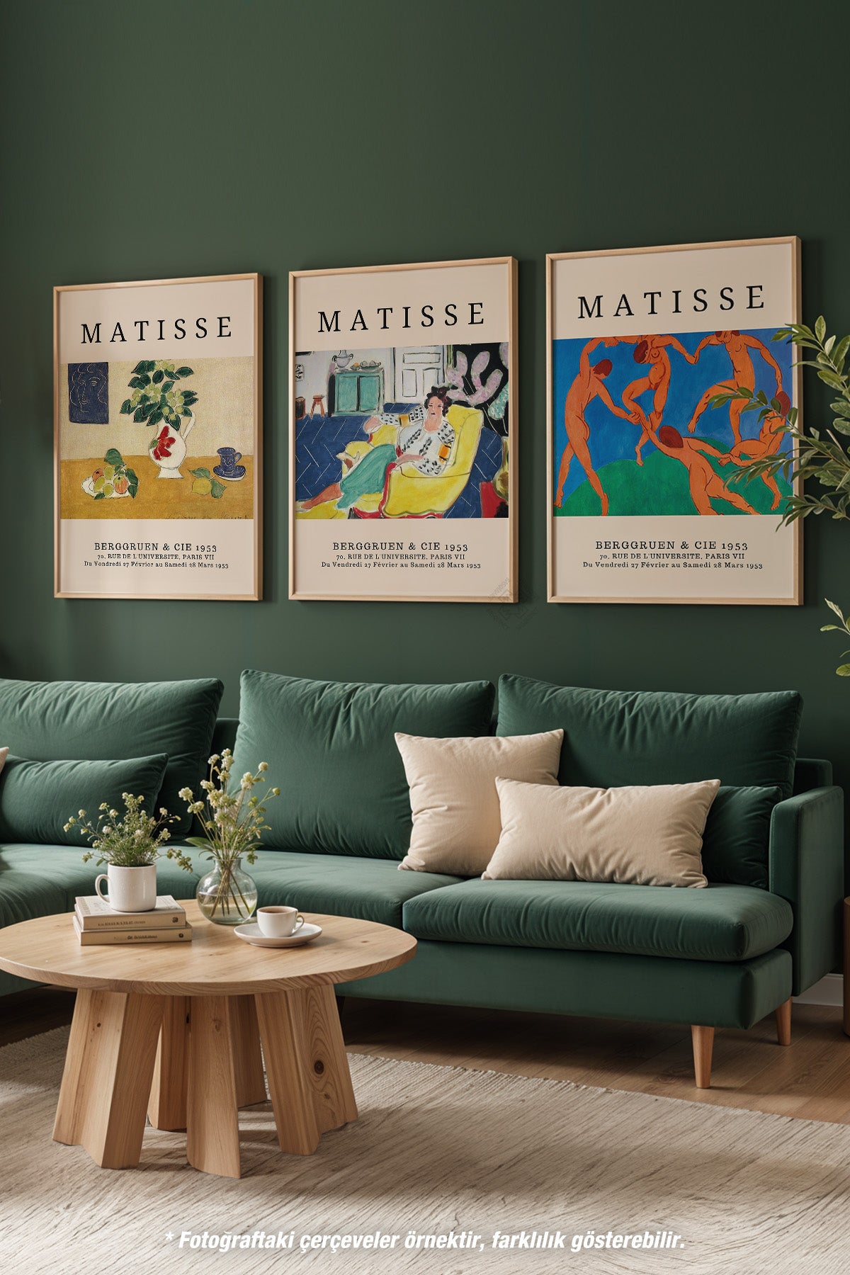 Matisse Vintage 3'lü Ahşap Çerçeveli Poster, Tablo Seti No:14