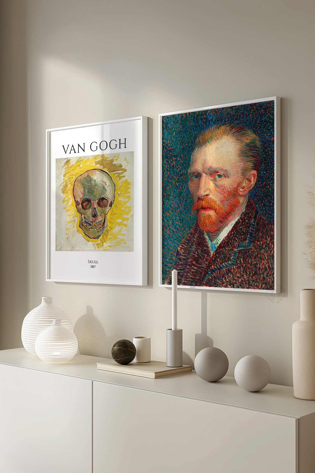 Van Gogh 2'li Beyaz Çerçeveli Poster, Tablo Seti No:38