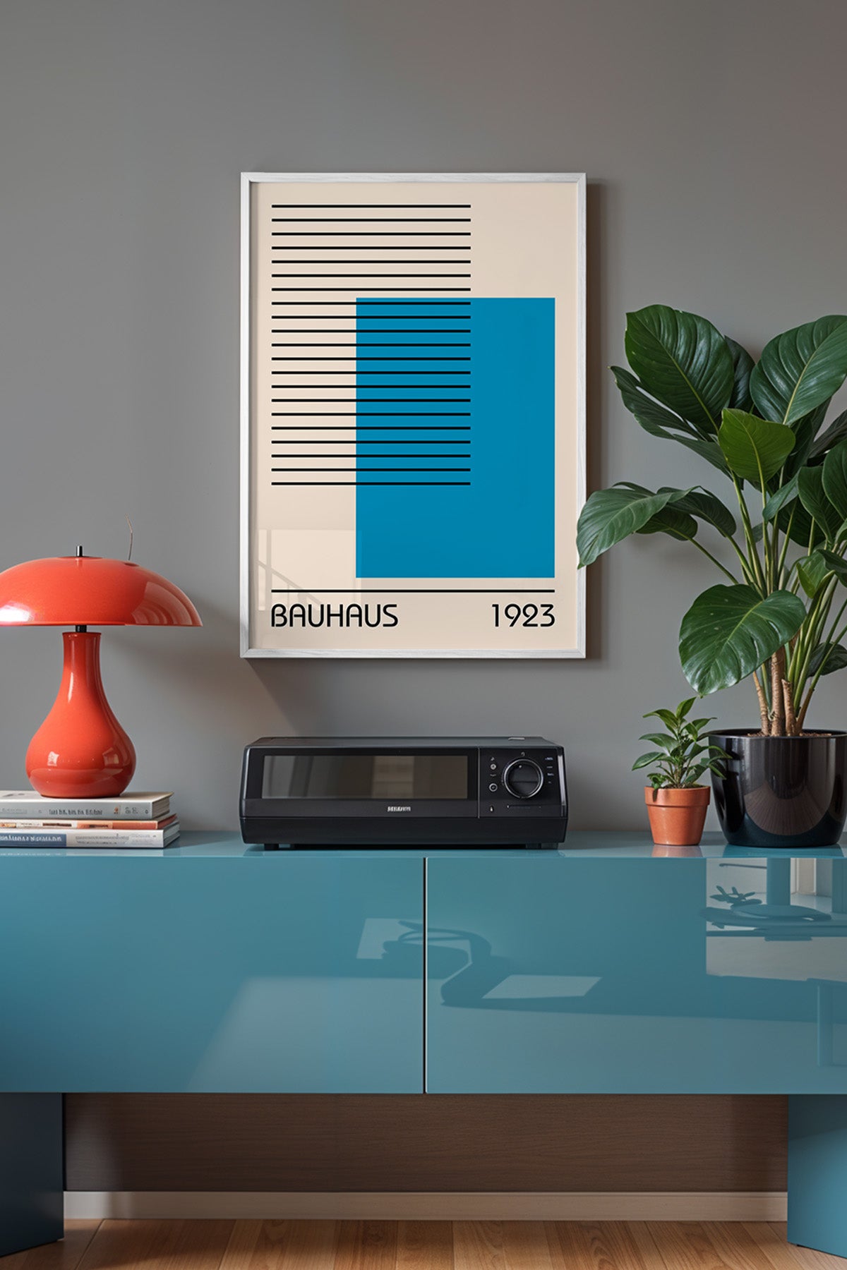 Bauhaus Serisi Beyaz Çerçeveli Poster, Tablo No:16