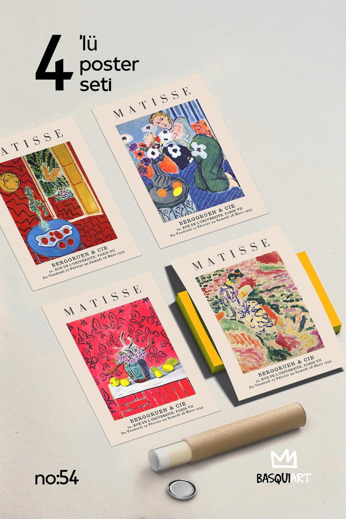 Matisse 4'lü Poster Seti, Duvar Dekoru No:54