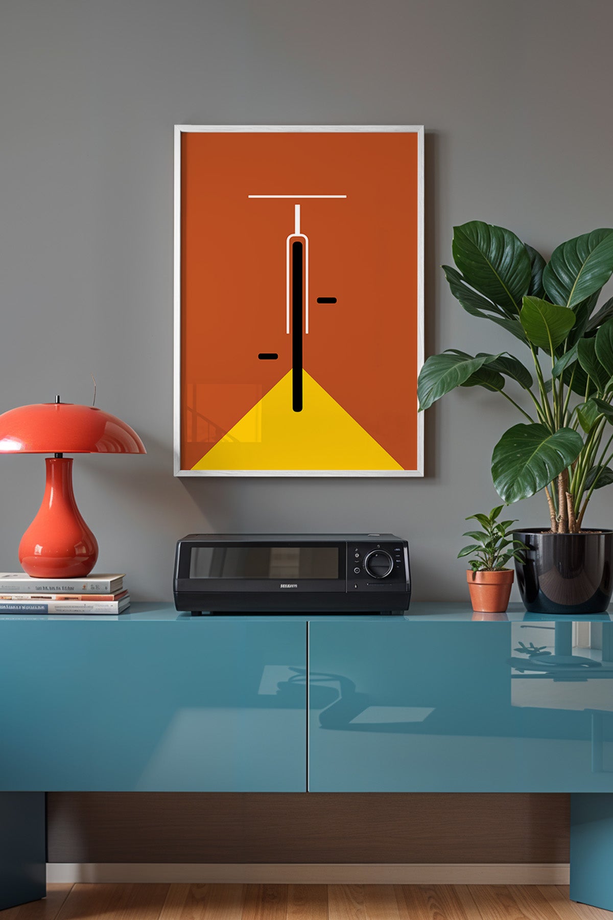 Bauhaus Serisi Beyaz Çerçeveli Poster, Tablo No:57