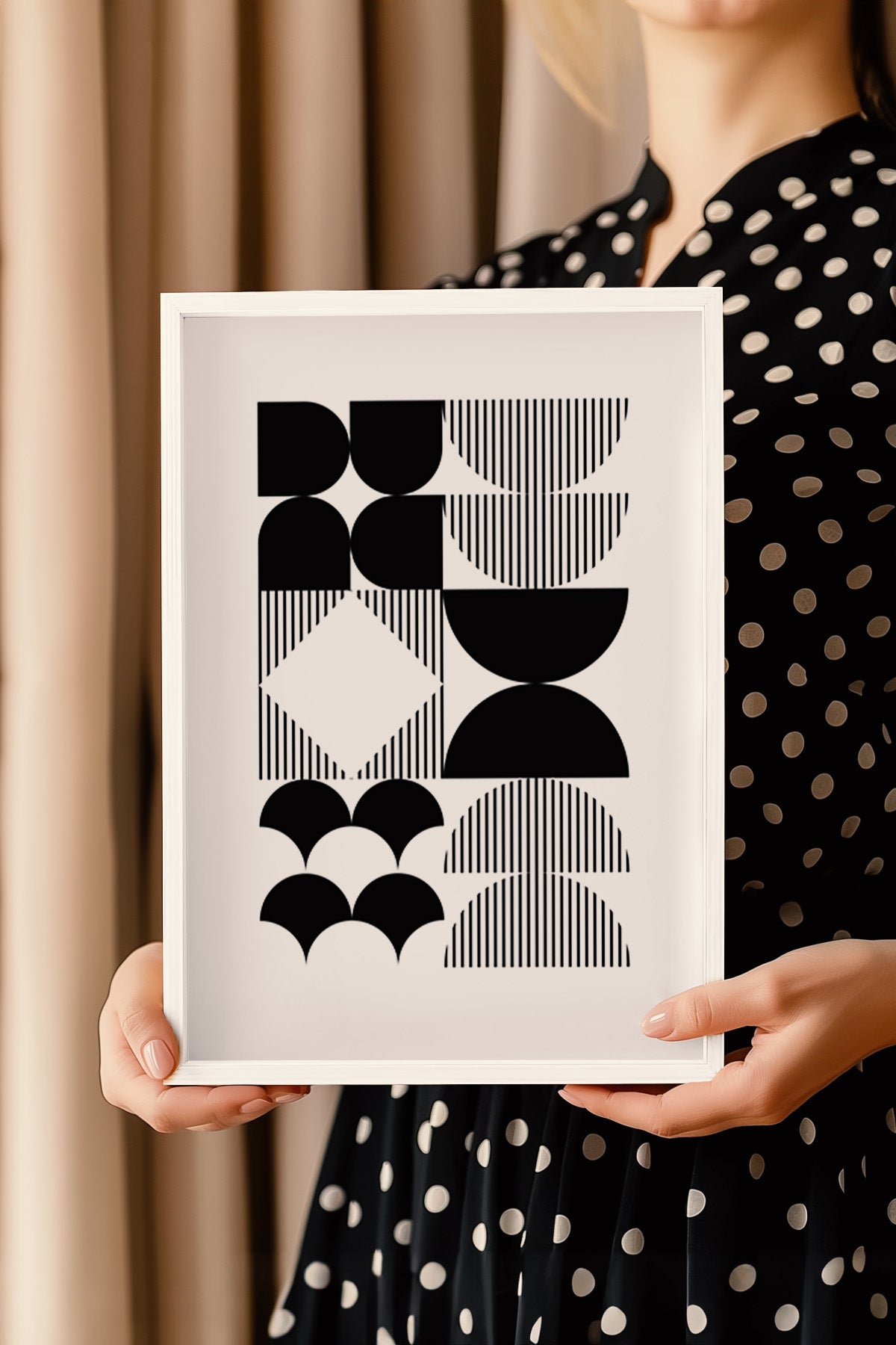 Bauhaus Serisi Beyaz Çerçeveli Poster, Tablo No:108
