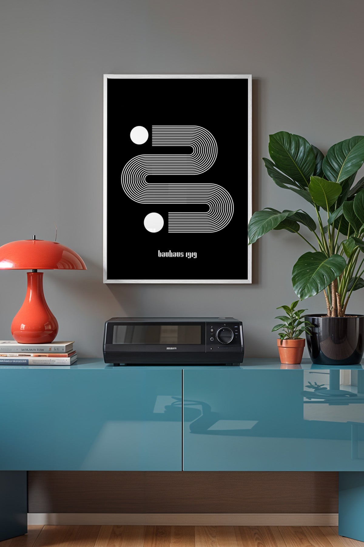 Bauhaus Serisi Beyaz Çerçeveli Poster, Tablo No:43