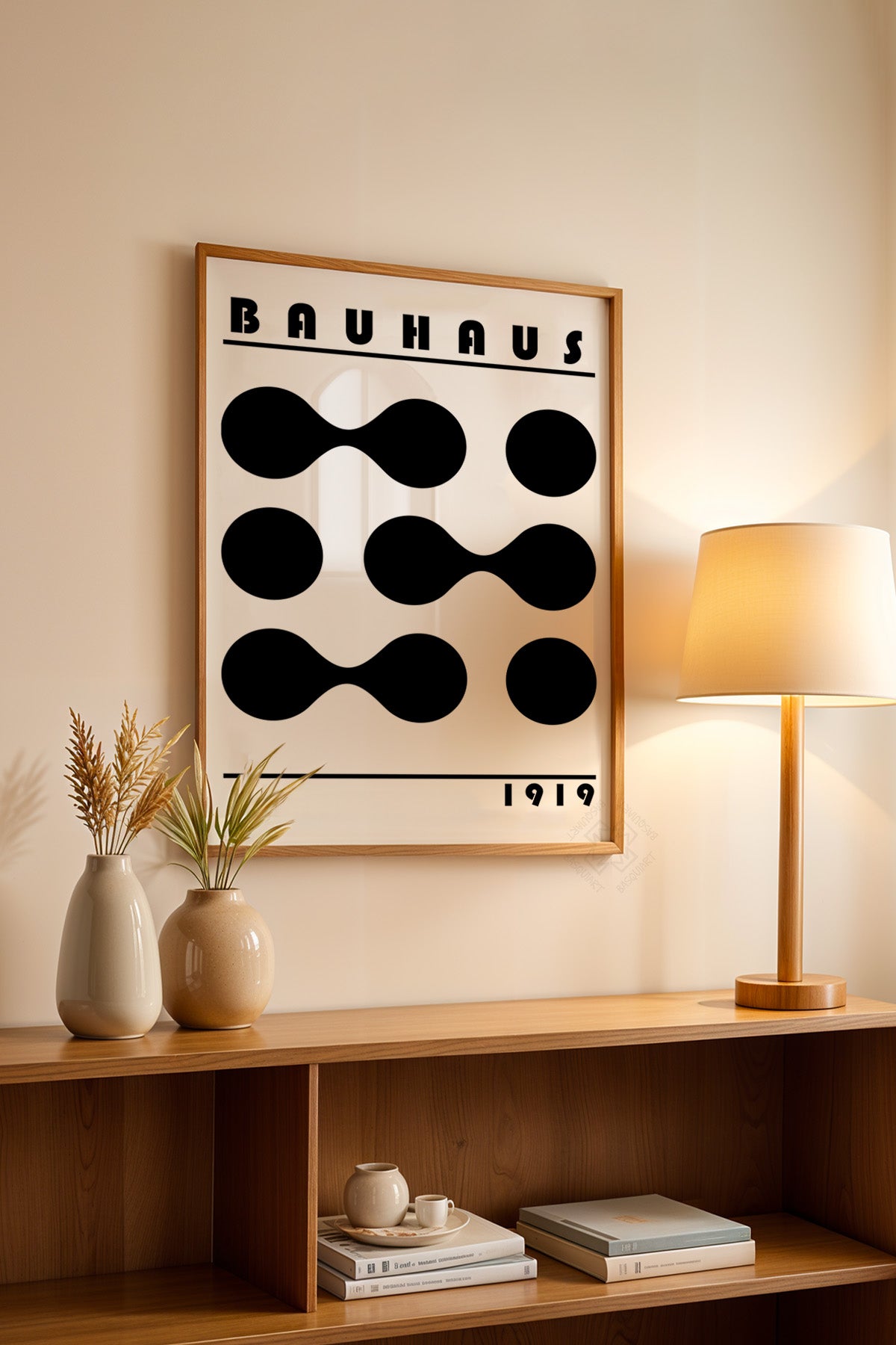 Bauhaus Serisi Ahşap Çerçeveli Poster, Tablo No:53